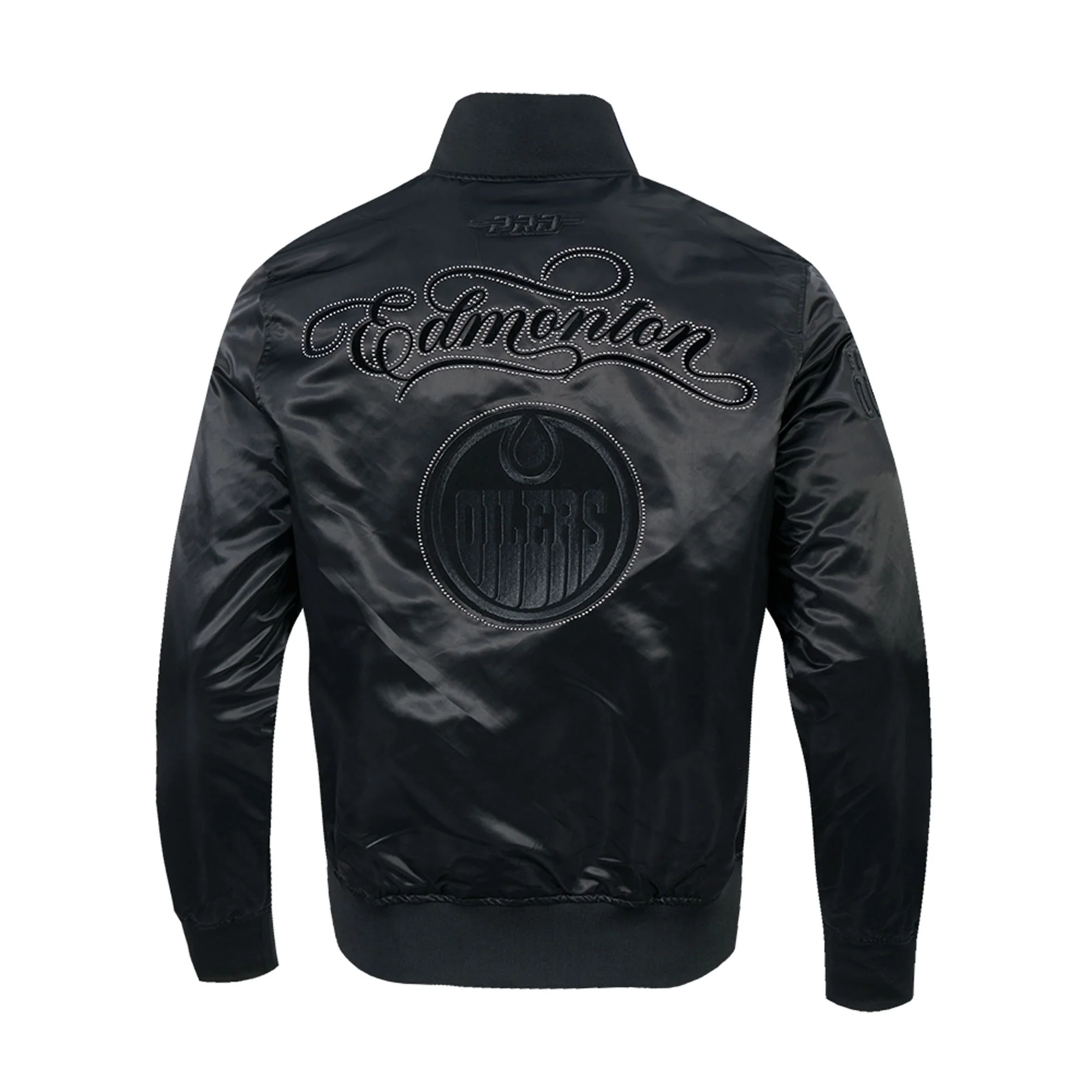Edmonton Oilers Pro Standard Blackout Tonal Satin Jacket - Image 2