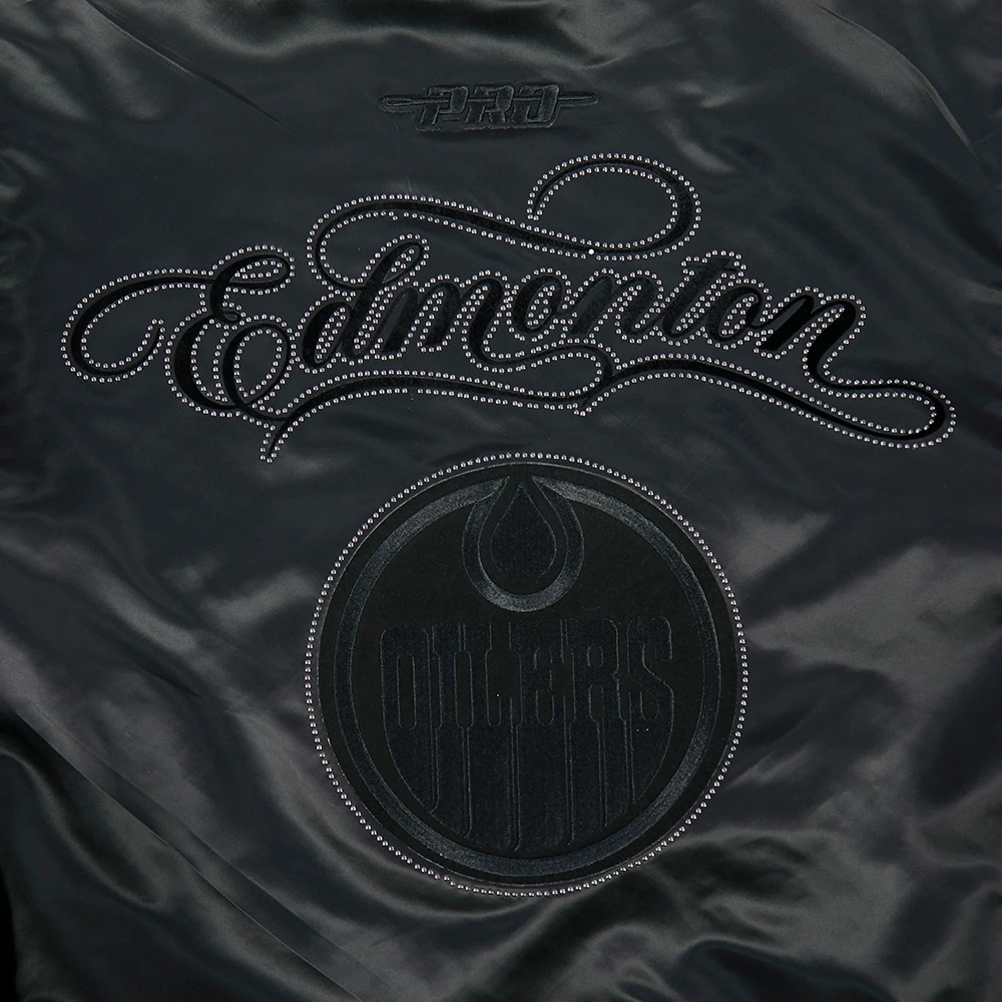 Edmonton Oilers Pro Standard Blackout Tonal Satin Jacket - Image 3
