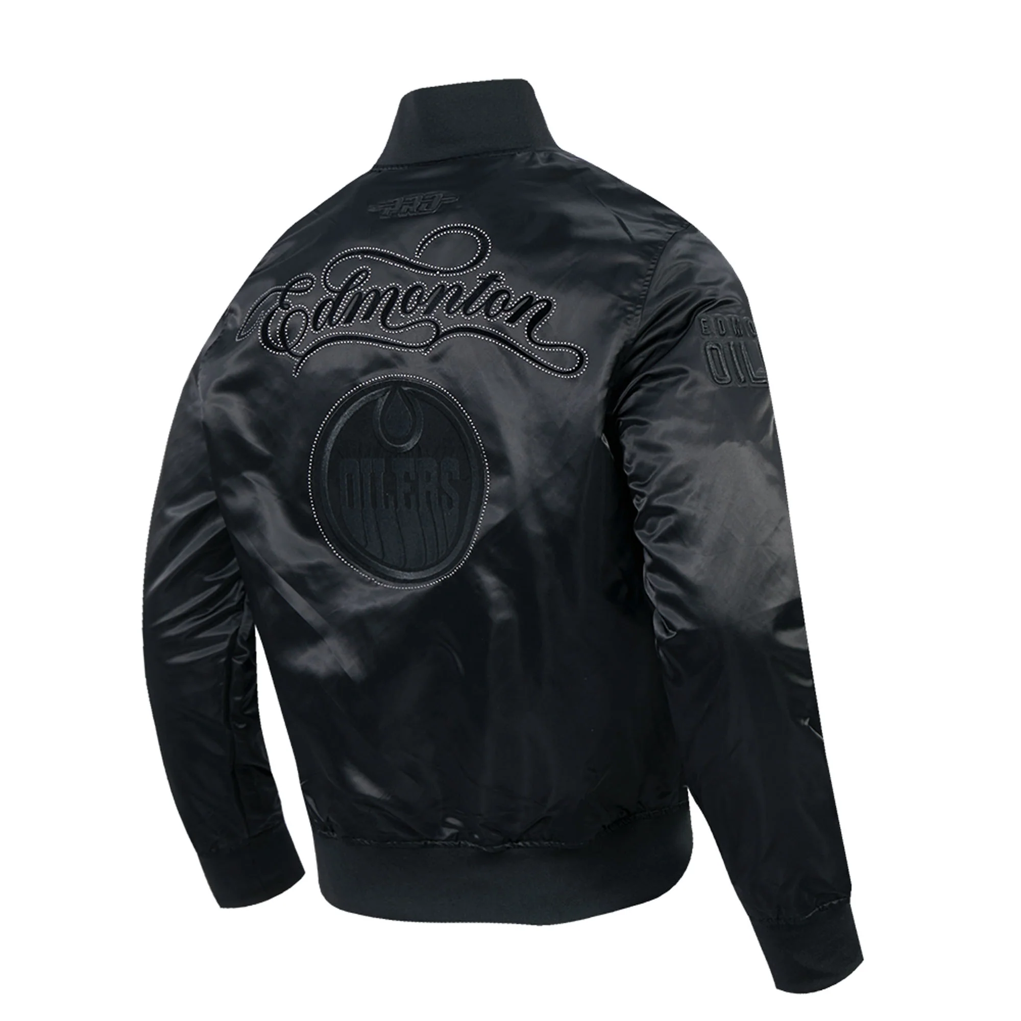 Edmonton Oilers Pro Standard Blackout Tonal Satin Jacket - Image 6