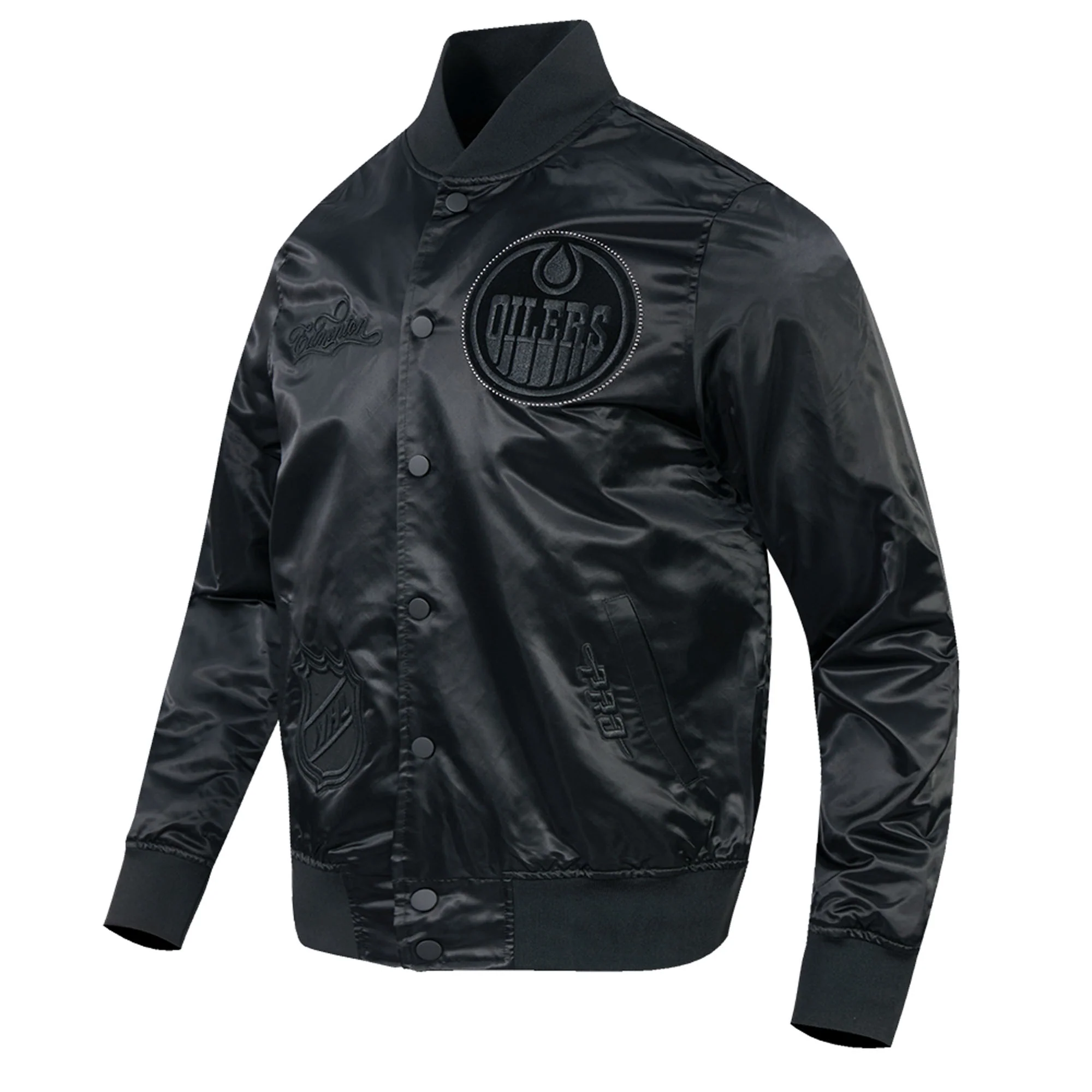 Edmonton Oilers Pro Standard Blackout Tonal Satin Jacket - Image 7