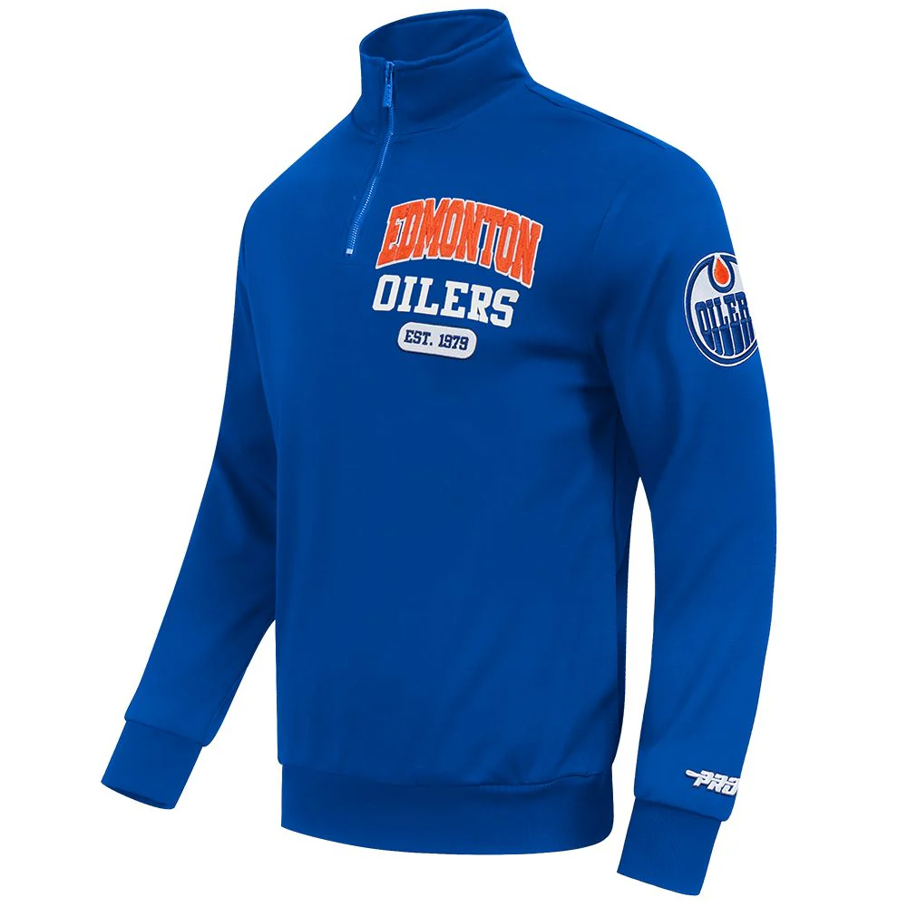 Edmonton Oilers Pro Standard City Arch Blue Quarter-Zip Sweatshirt - Image 10
