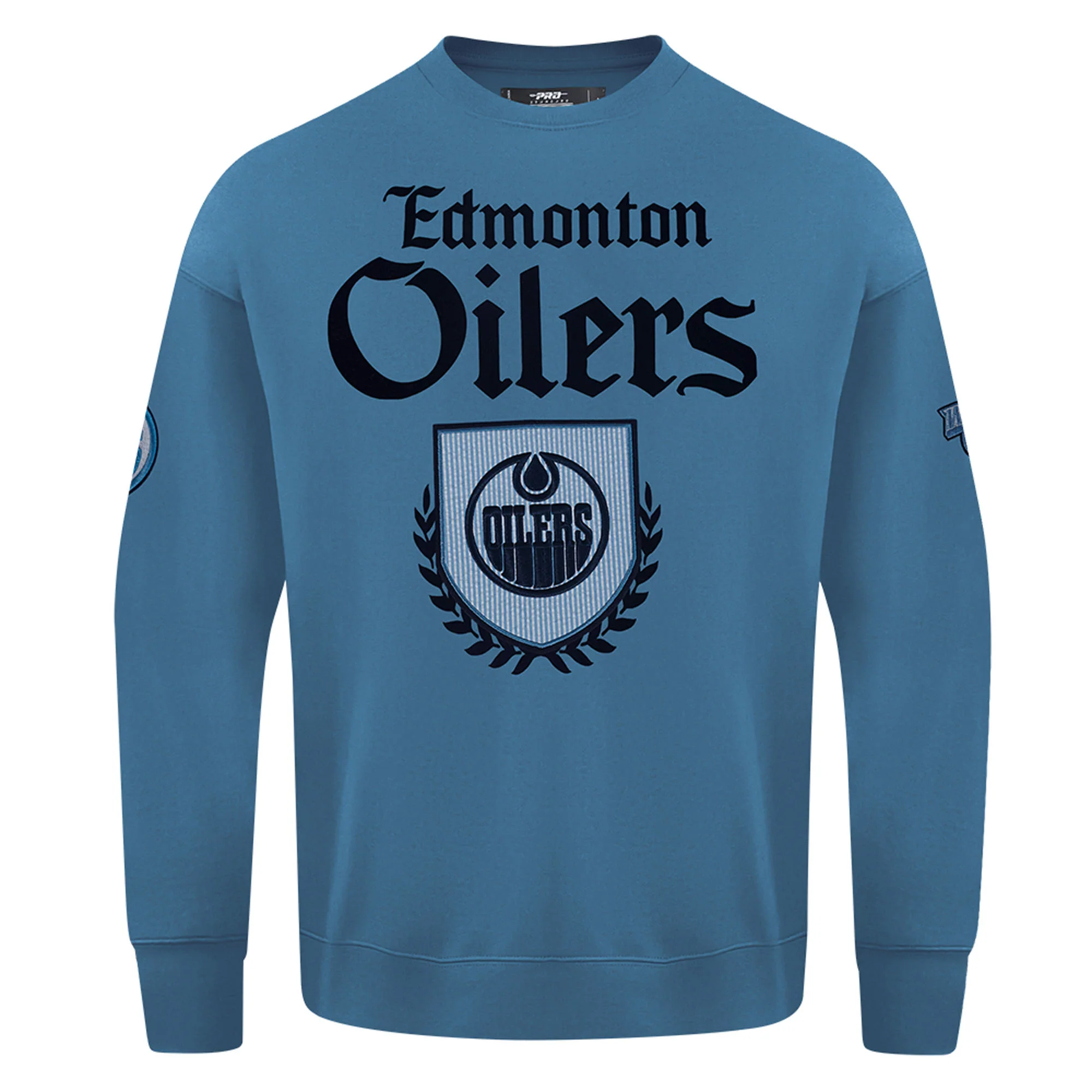 Edmonton Oilers Pro Standard Country Club Blue Drop Shoulder Crewneck Sweatshirt - Image 3