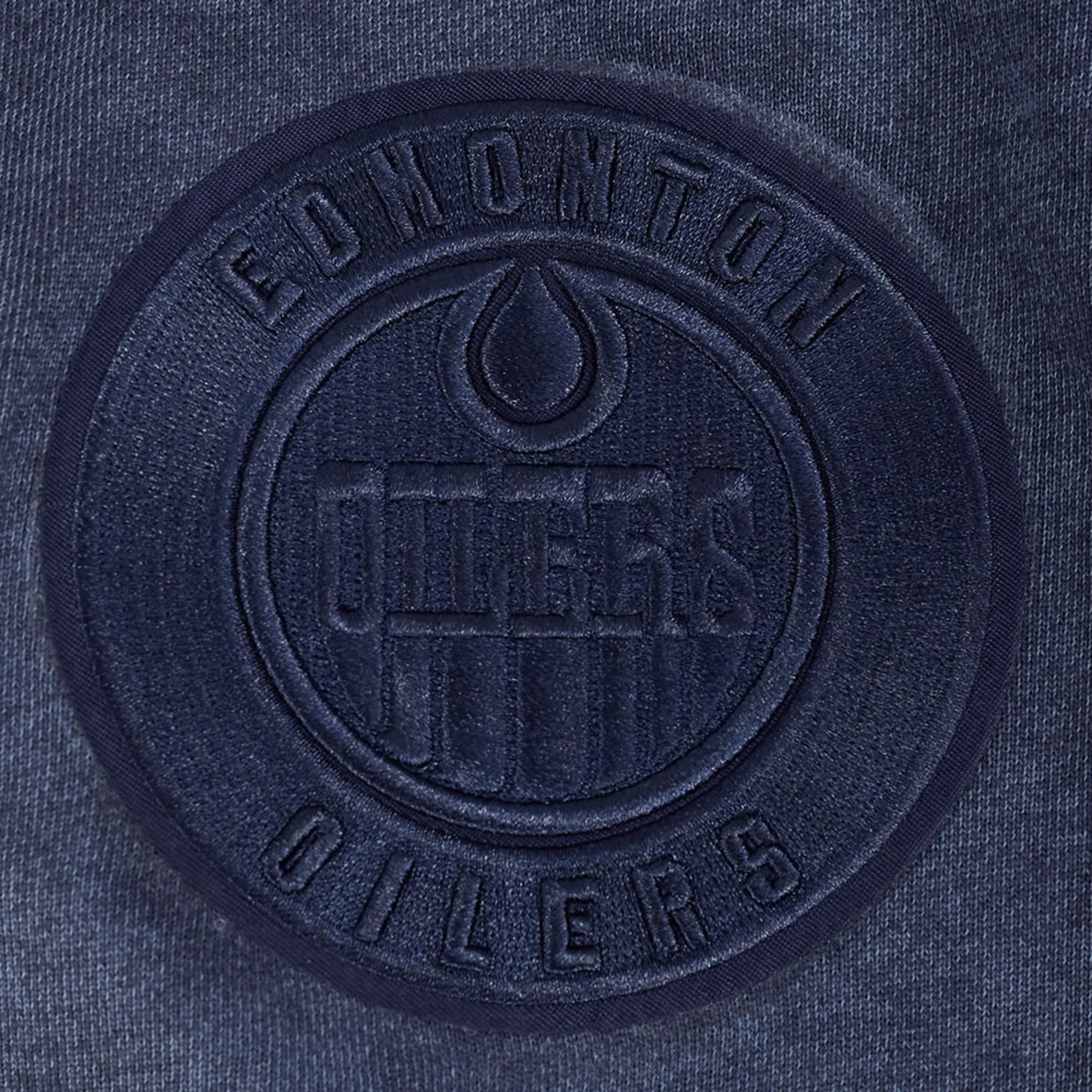 Edmonton Oilers Pro Standard Enzyme Wash Navy Drop Shoulder Hoodie - Image 5