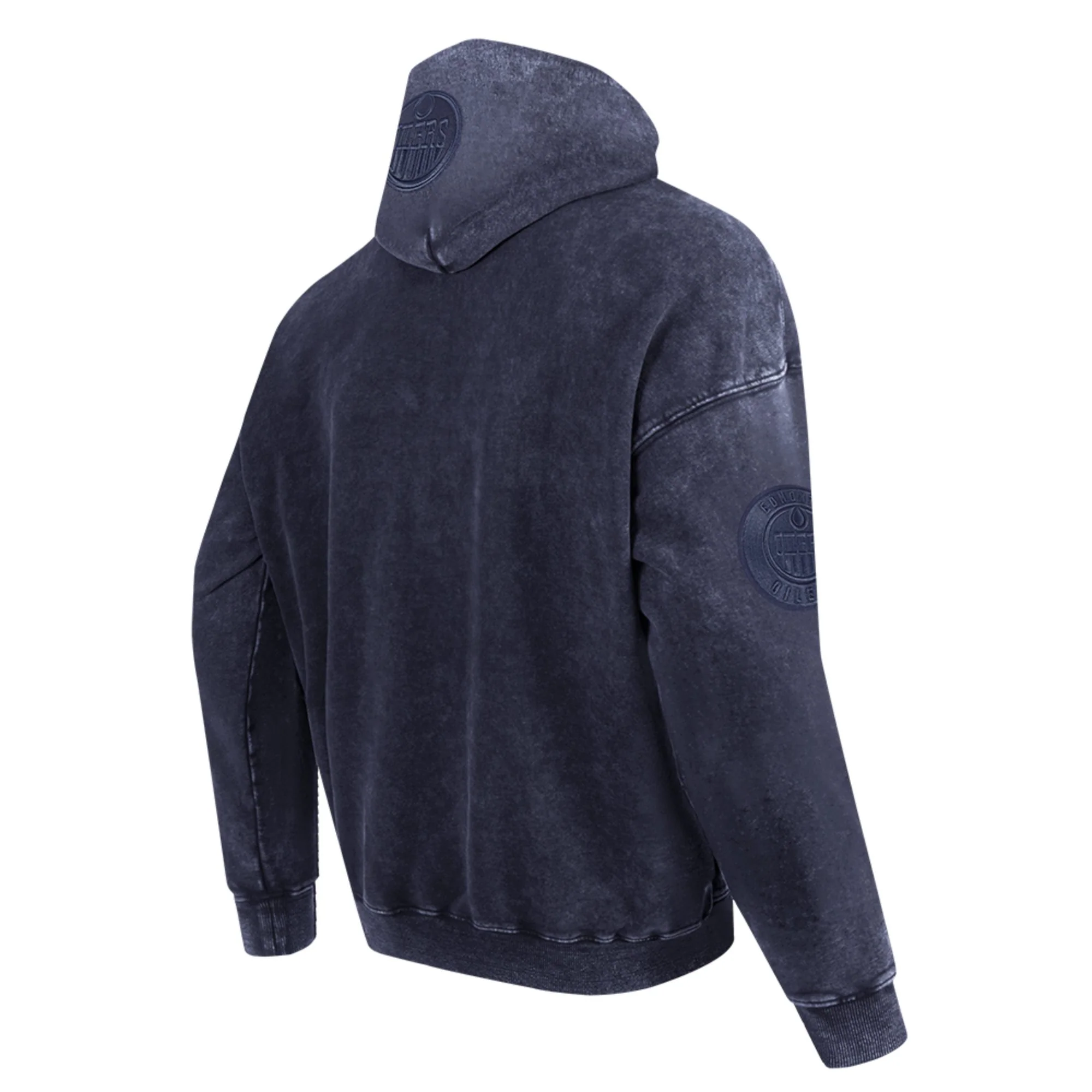 Edmonton Oilers Pro Standard Enzyme Wash Navy Drop Shoulder Hoodie - Image 8