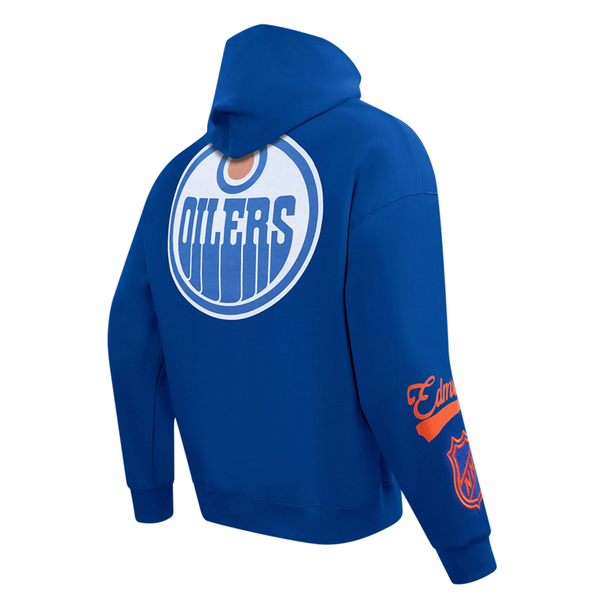 Edmonton Oilers Pro Standard Living Large Blue Drop Shoulder Hoodie - Image 4