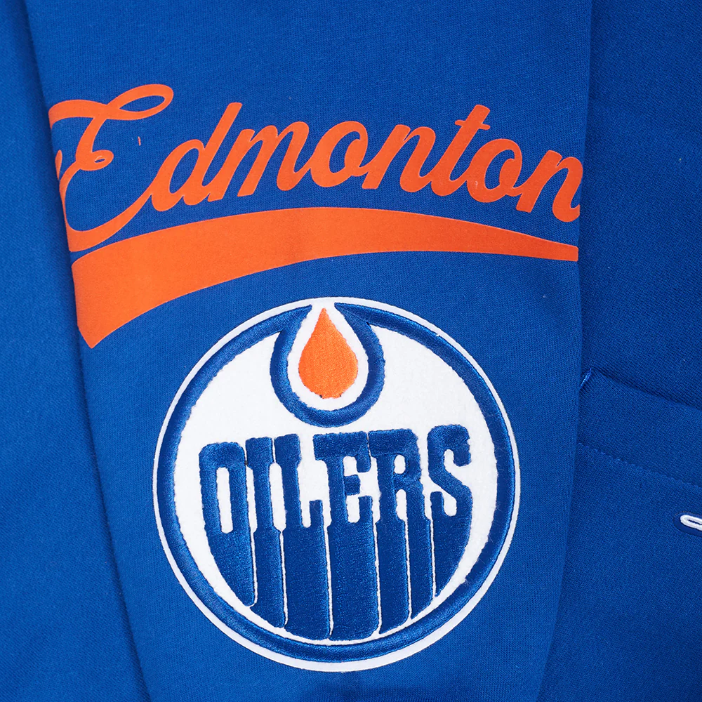 Edmonton Oilers Pro Standard Living Large Blue Drop Shoulder Hoodie - Image 7