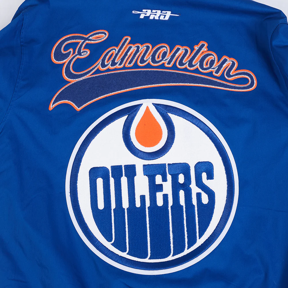 Edmonton Oilers Pro Standard Living Large Blue Twill Jacket - Image 7