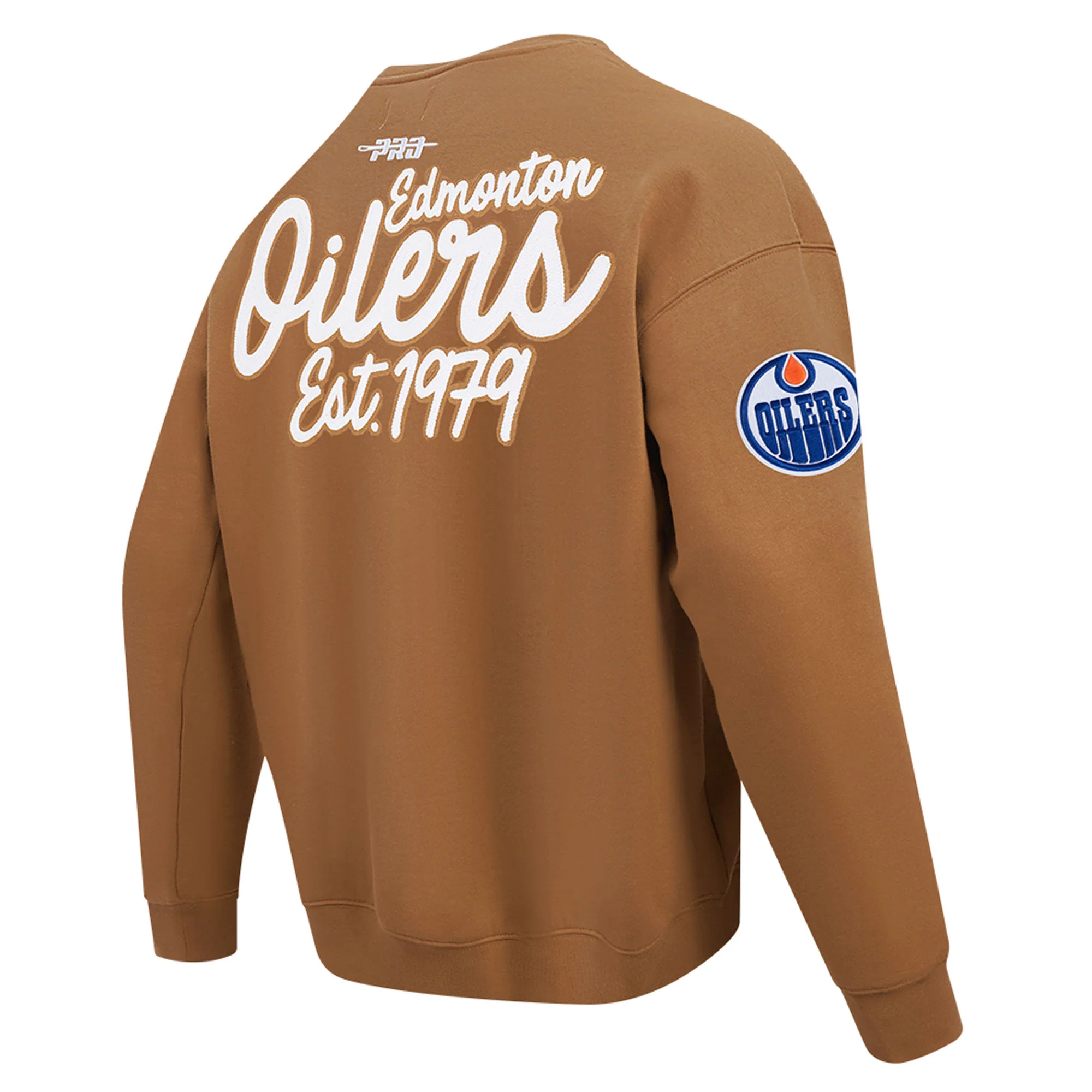 Edmonton Oilers Pro Standard Paint the City Brown Crewneck Sweatshirt - Image 2