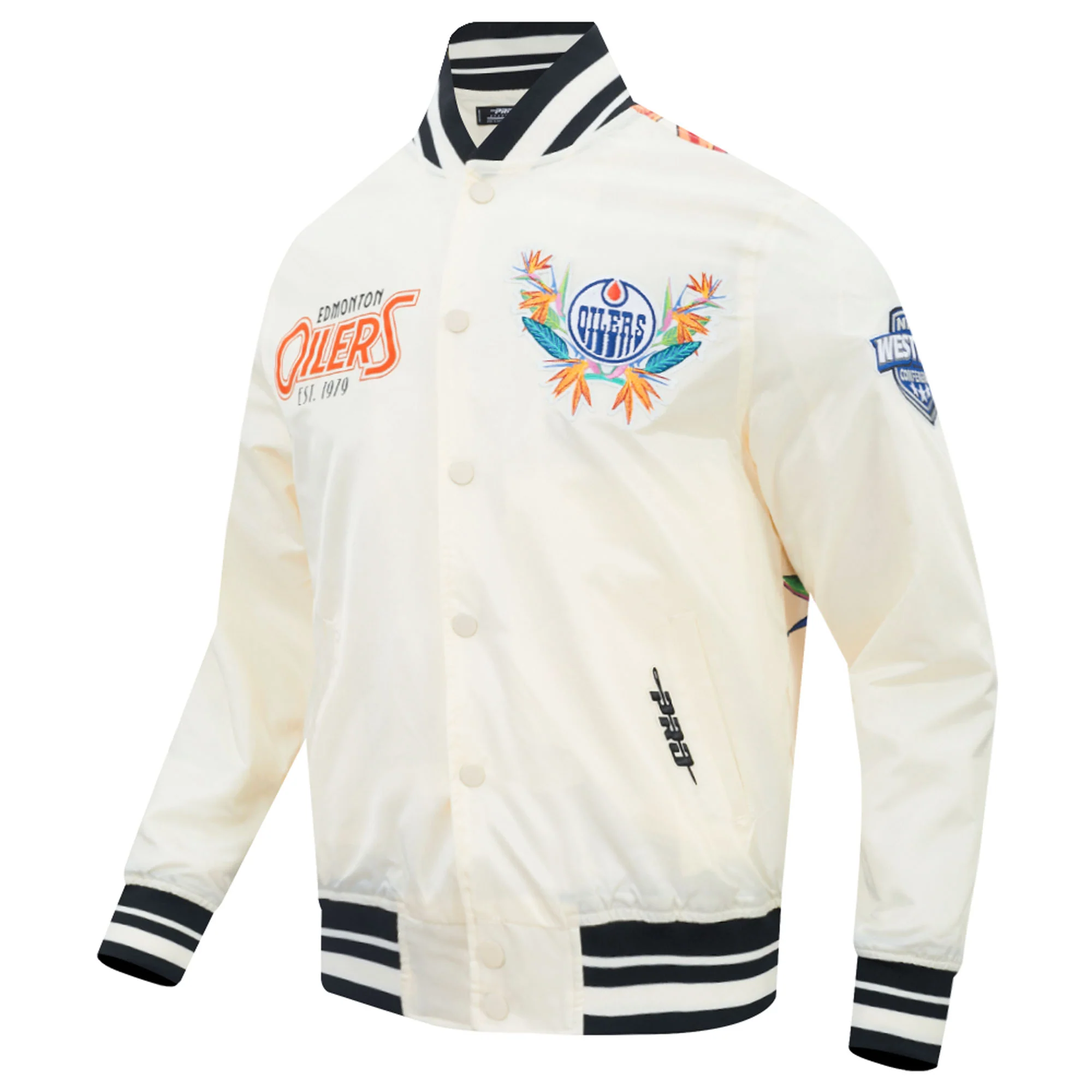 Edmonton Oilers Pro Standard Birds of Paradise Cream Full-Snap Jacket - Image 4