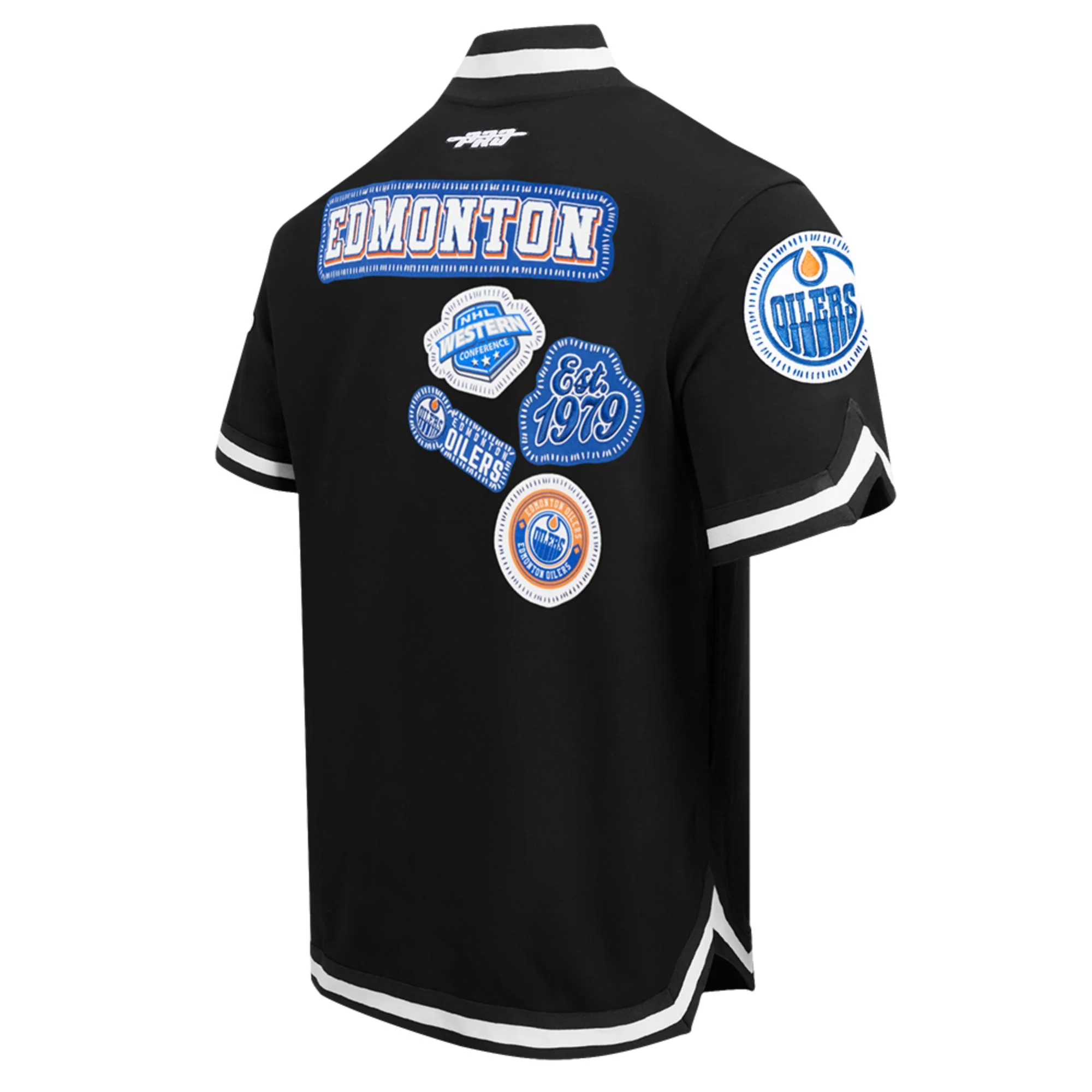 Edmonton Oilers Pro Standard Pick Stitch Black Short Sleeve Jacket - Image 6