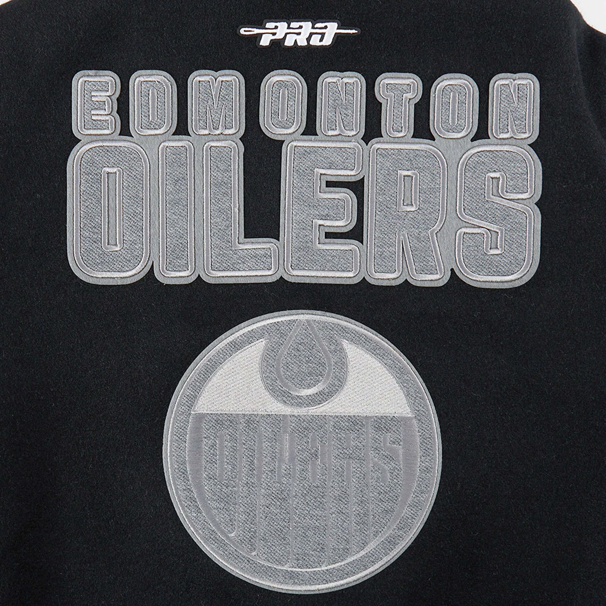 Edmonton Oilers Women's Pro Standard Reverse French Terry Wool Varsity Jacket - Image 3