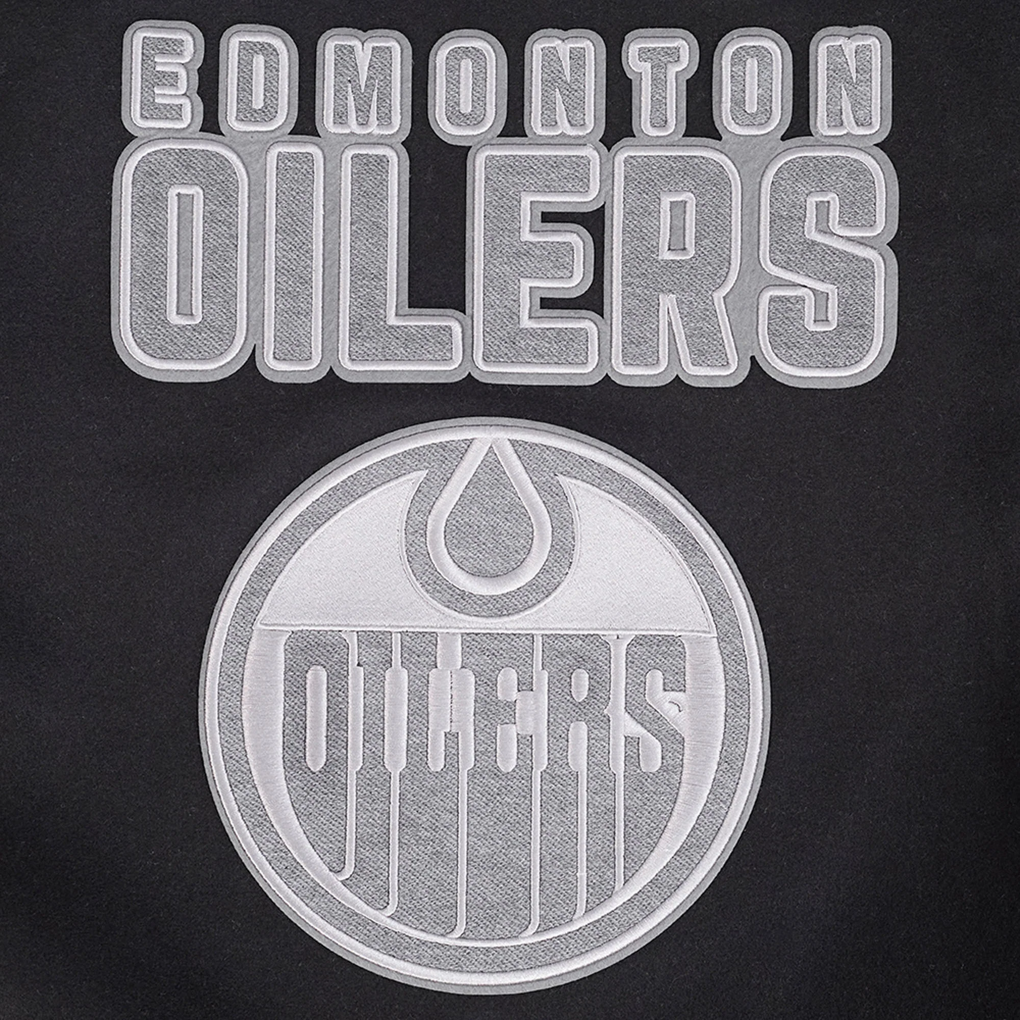 Edmonton Oilers Pro Standard Reverse French Terry Wool Varsity Jacket - Image 10