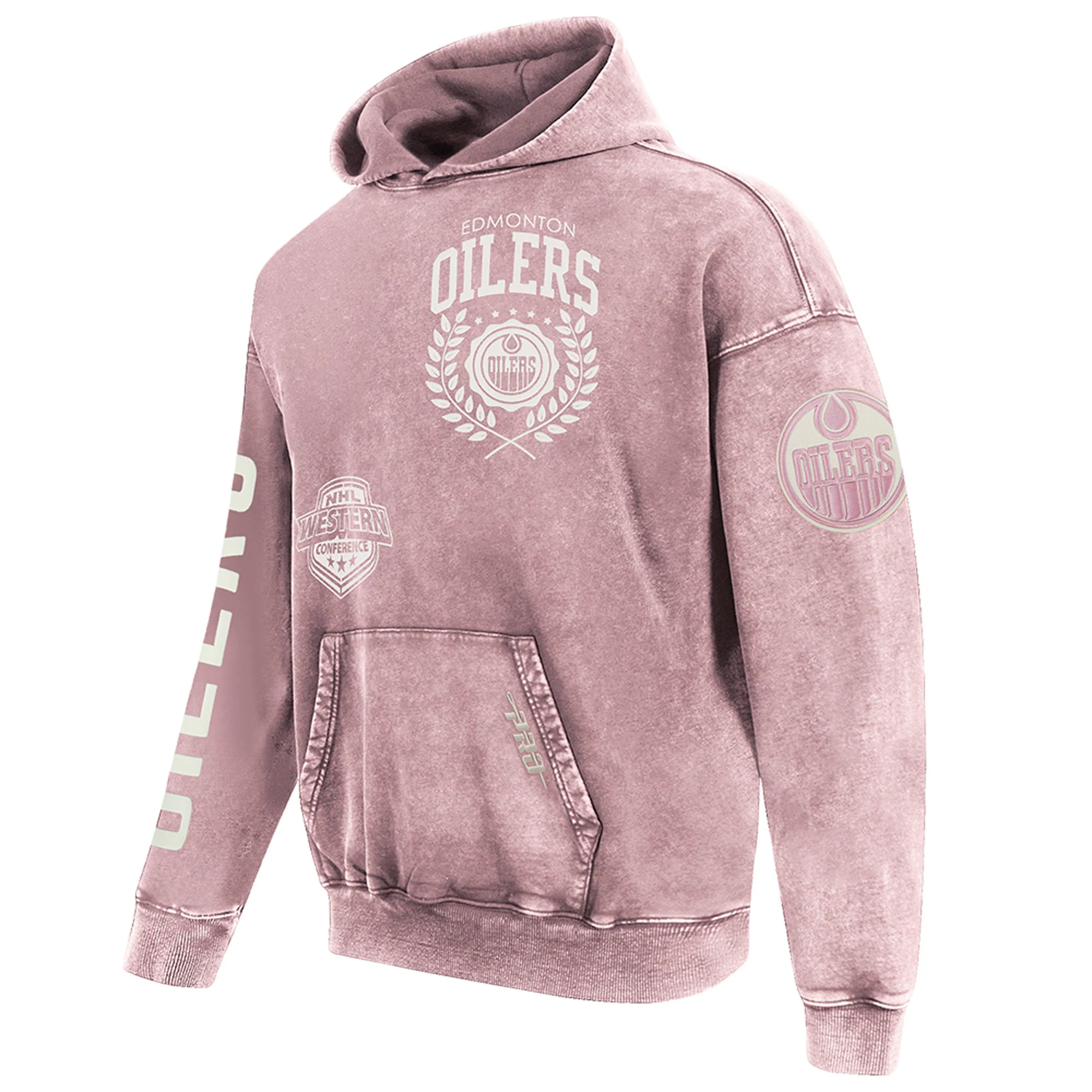 Edmonton Oilers Pro Standard Street Team Enzyme Wash Pink Hoodie - Image 3