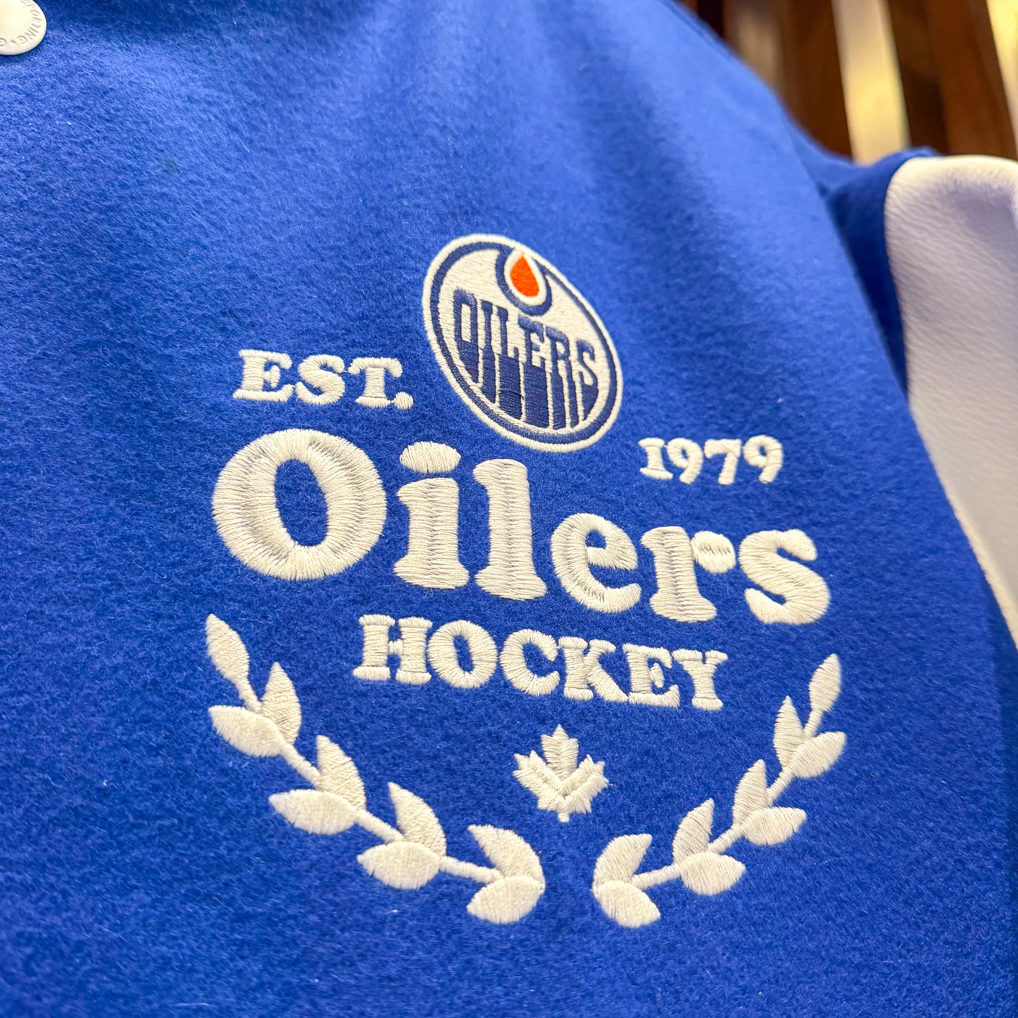 Edmonton Oilers Roots Royal Blue Award Classic Varsity Jacket - Image 7