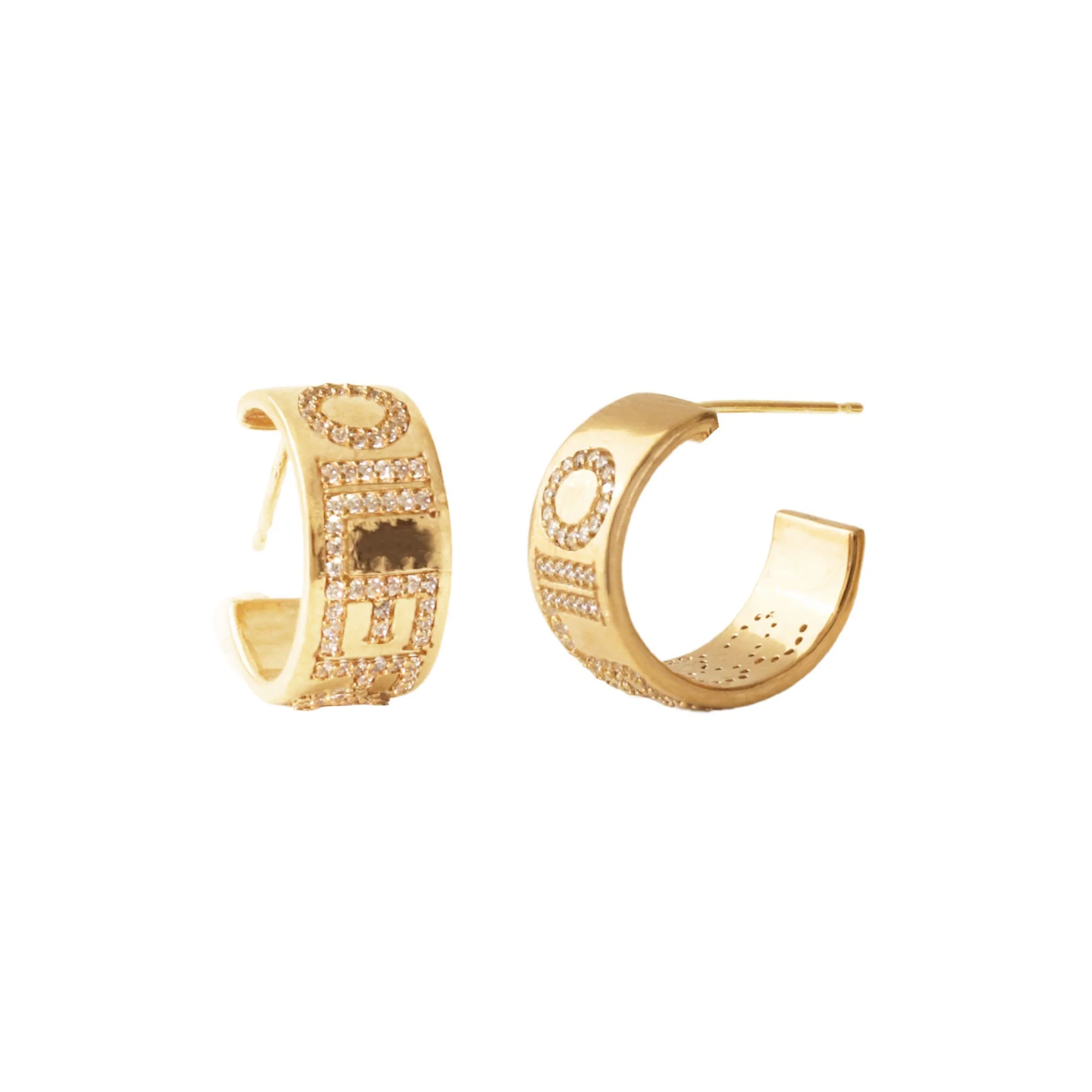 Edmonton Oilers So Pretty Cara Cotter Gold Pave Cigar Band Hoop Earrings