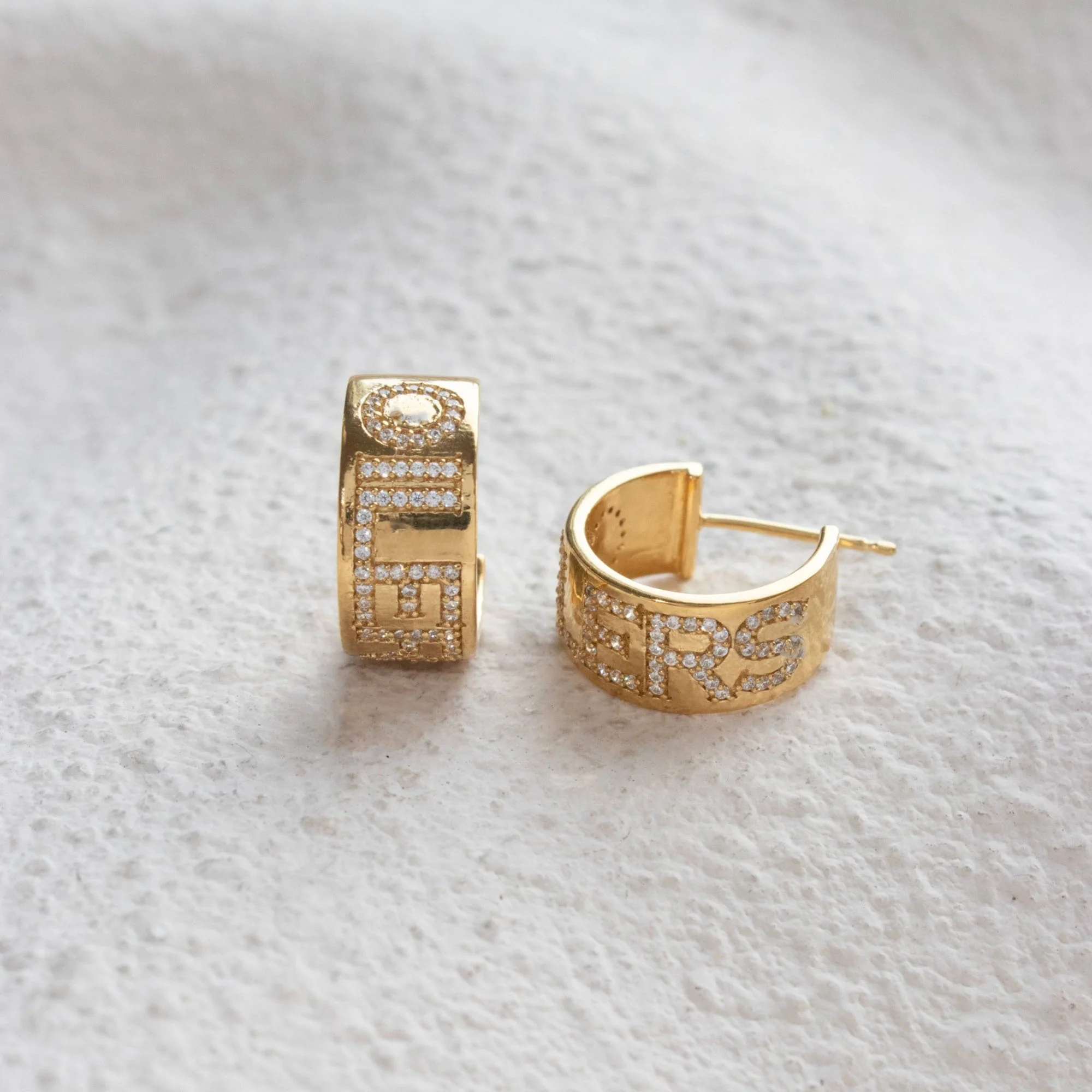 Edmonton Oilers So Pretty Cara Cotter Gold Pave Cigar Band Hoop Earrings - Image 5