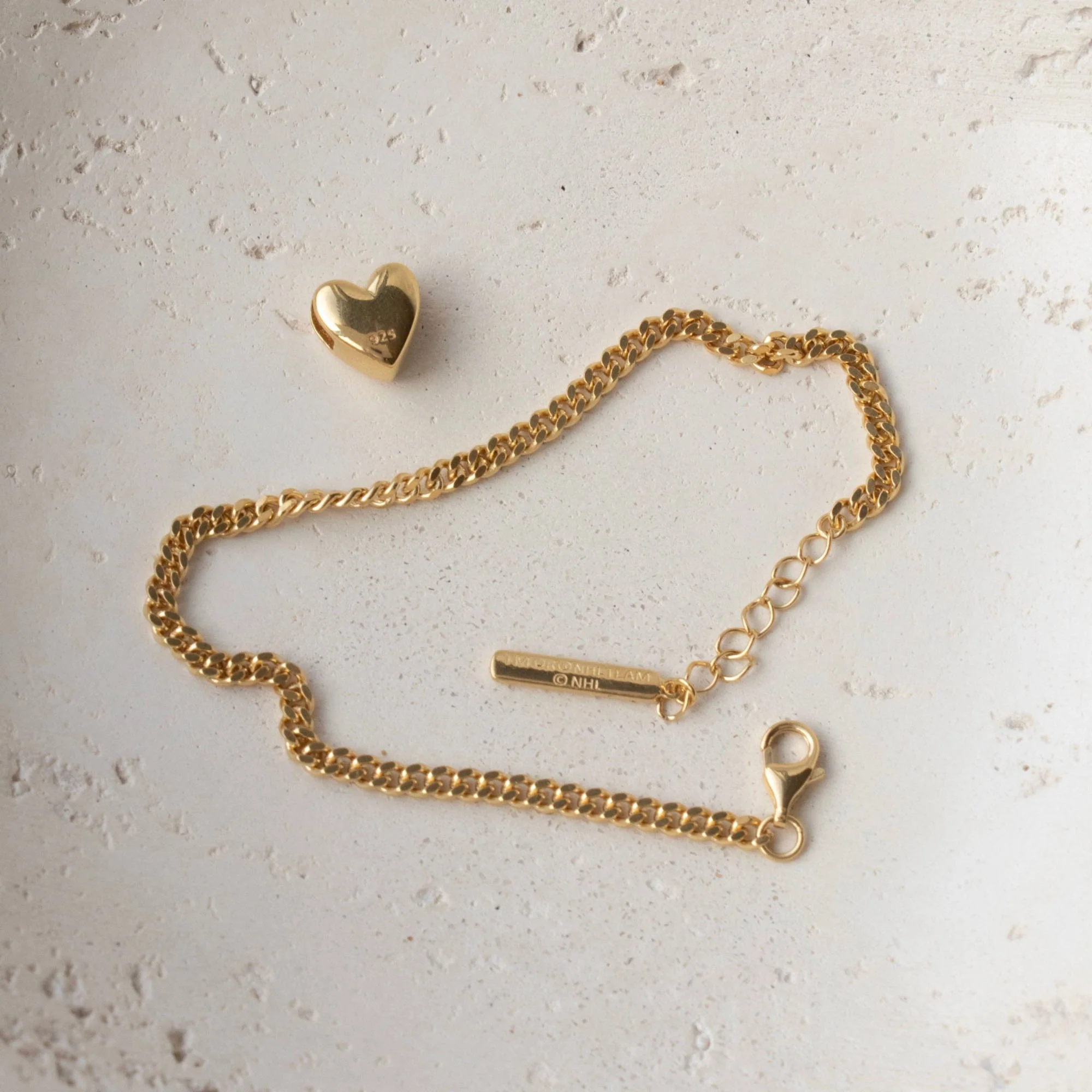 Edmonton Oilers So Pretty Cara Cotter Gold Slider Heart Charm Bracelet - Image 7
