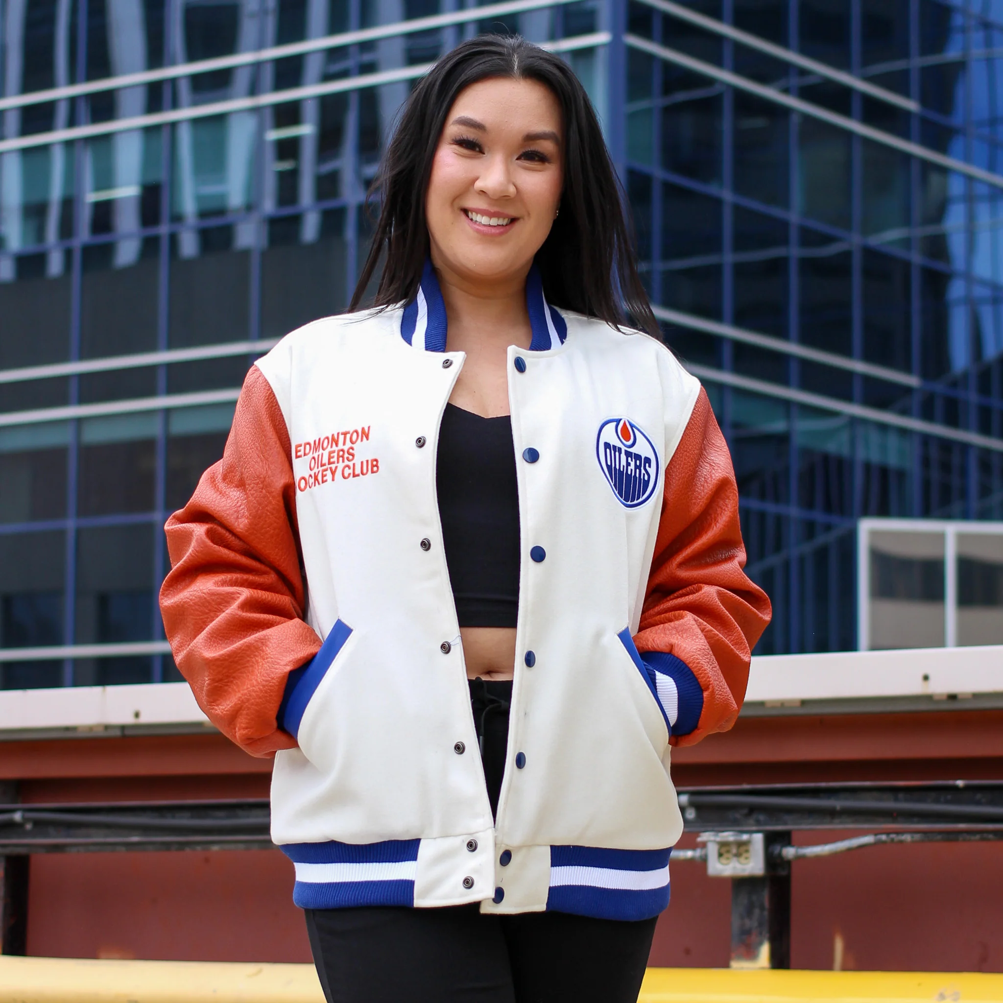 Edmonton Oilers Unisex Something Inked Coach's White Jacket