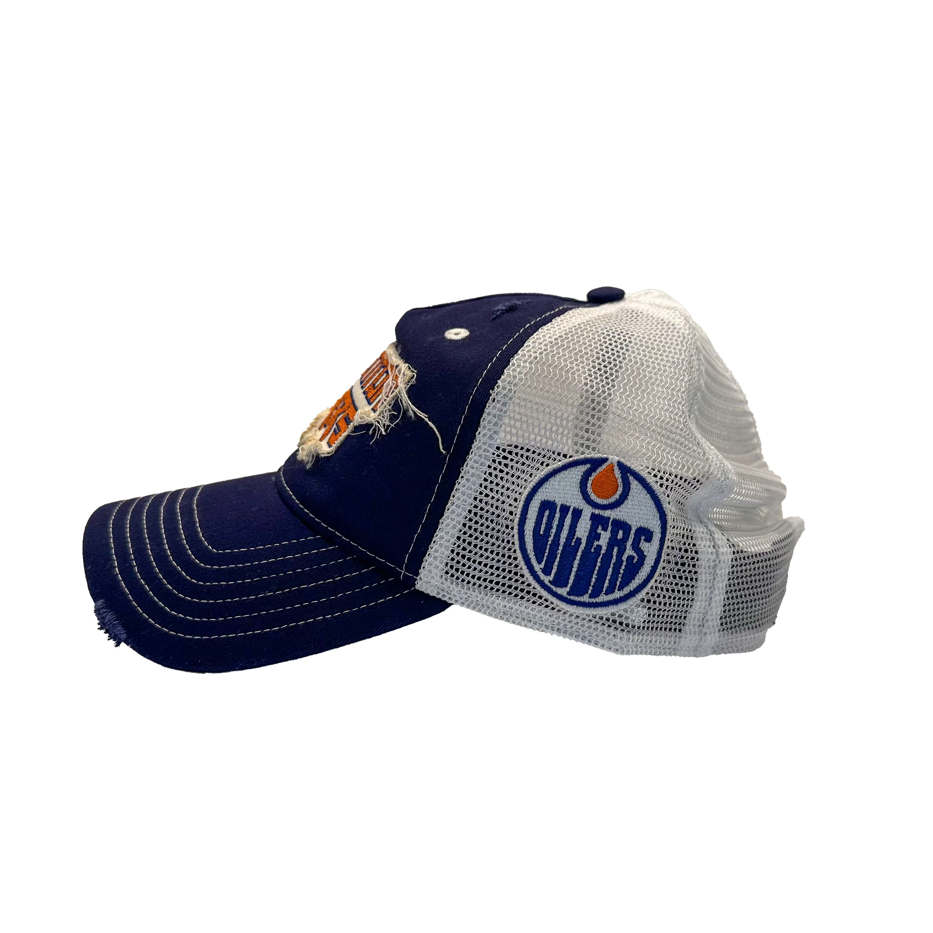 Edmonton Oilers Sportiqe Slayer Blue Meshback Snapback Hat - Image 2