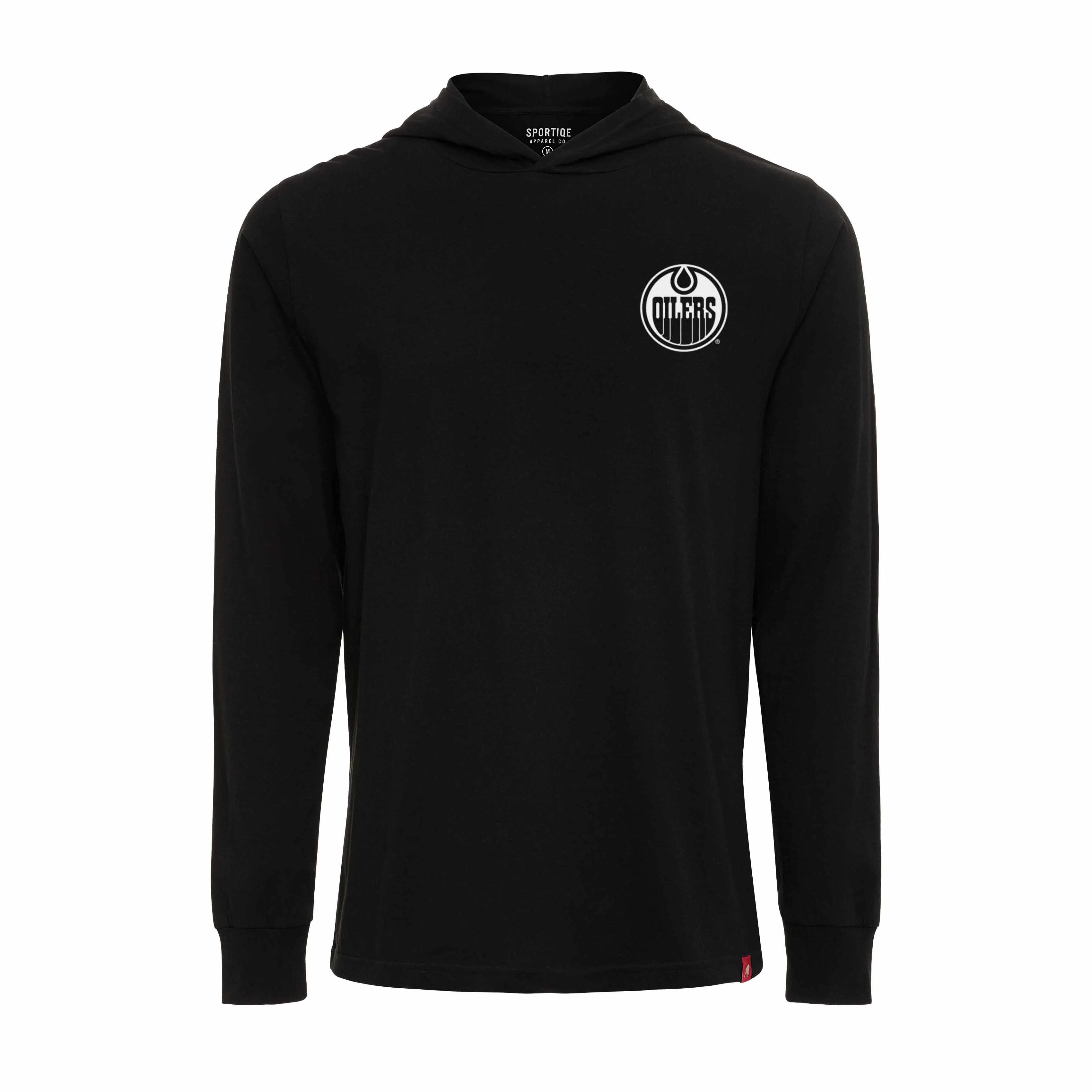 Edmonton Oilers Sportiqe Solano Black Hooded Long Sleeve Shirt