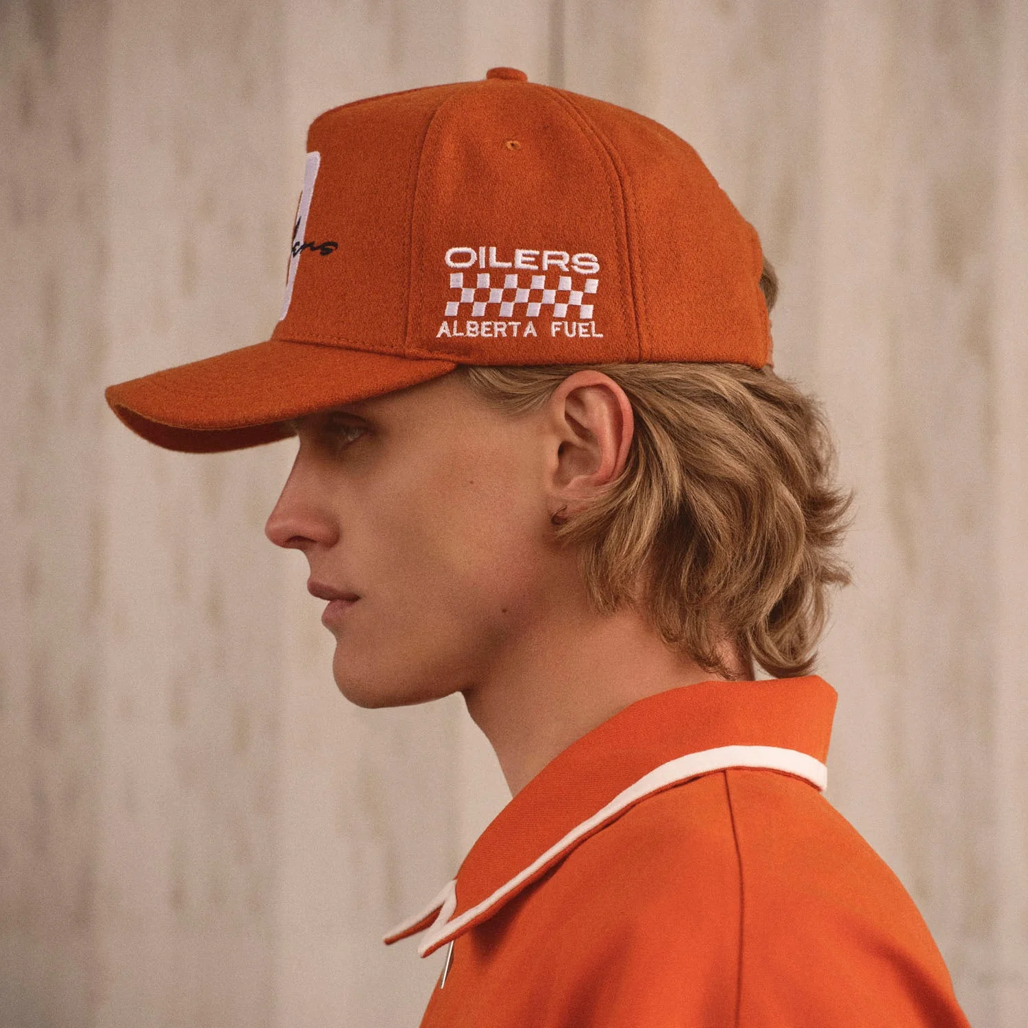 Edmonton Oilers Sports Club Atelier by Lauren McDavid Copper Rush Wool Orange Trucker Snapback Hat - Image 7