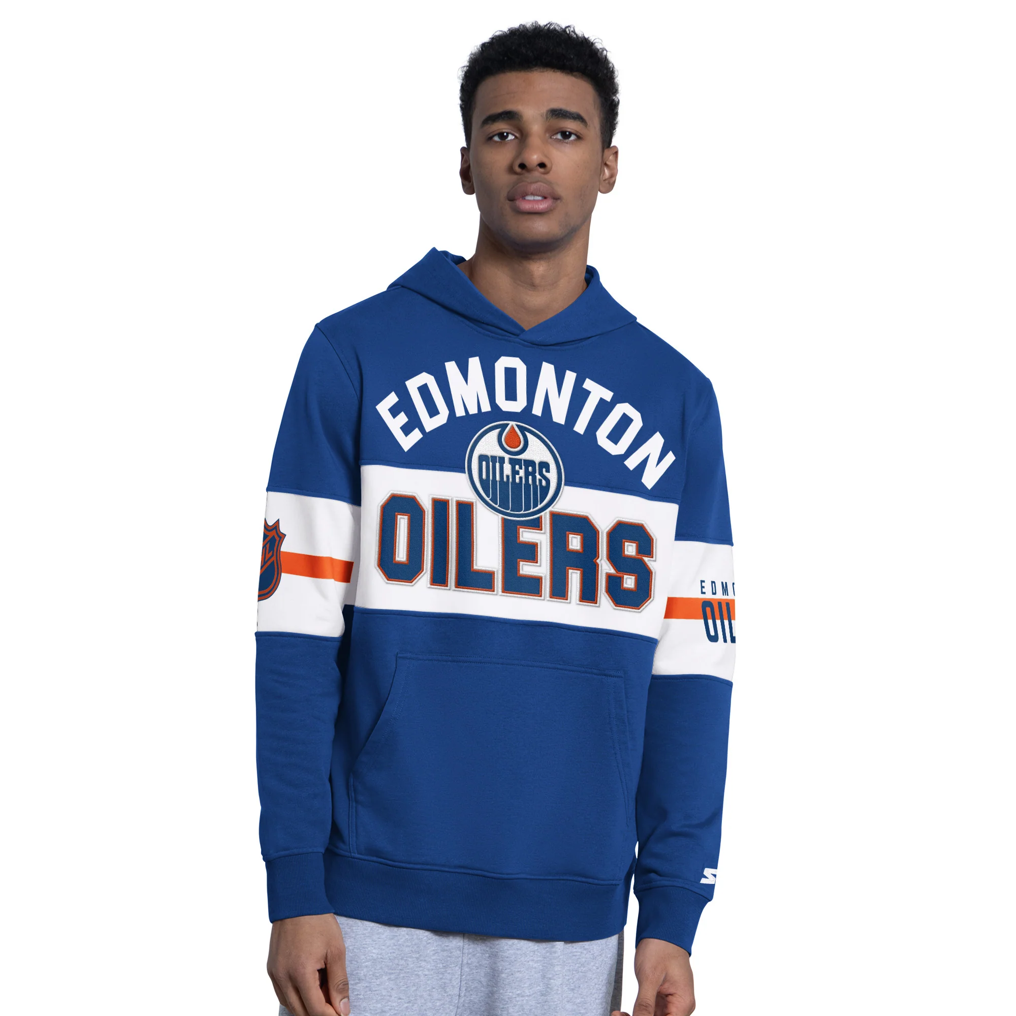 Edmonton Oilers Starter Blue Full Back Lightweight Hoodie