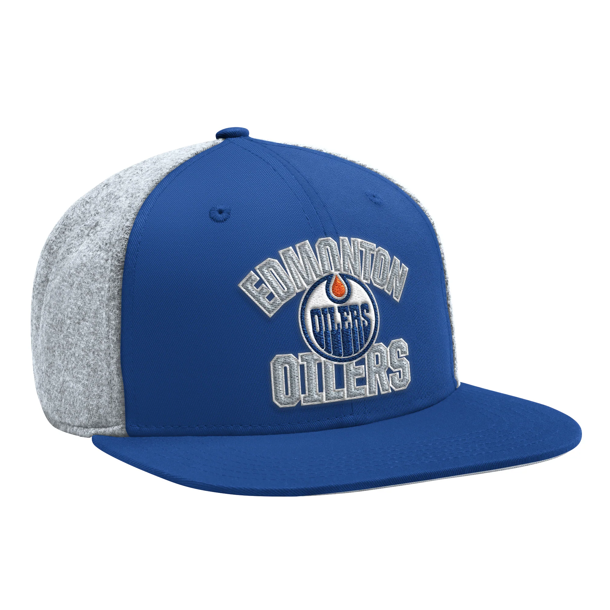 Edmonton Oilers Starter Blue Melton Wool Flat Brim Snapback Hat - Image 2