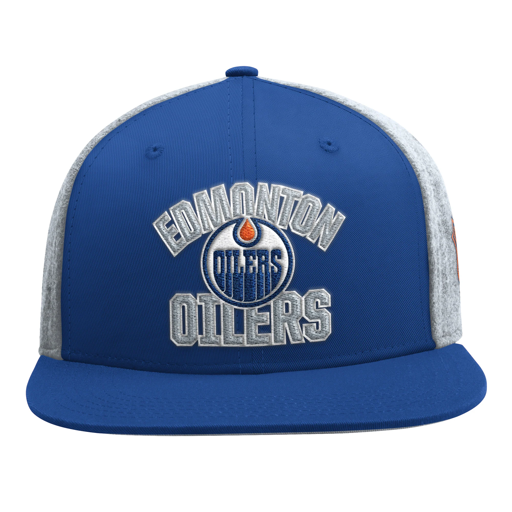 Edmonton Oilers Starter Blue Melton Wool Flat Brim Snapback Hat - Image 3