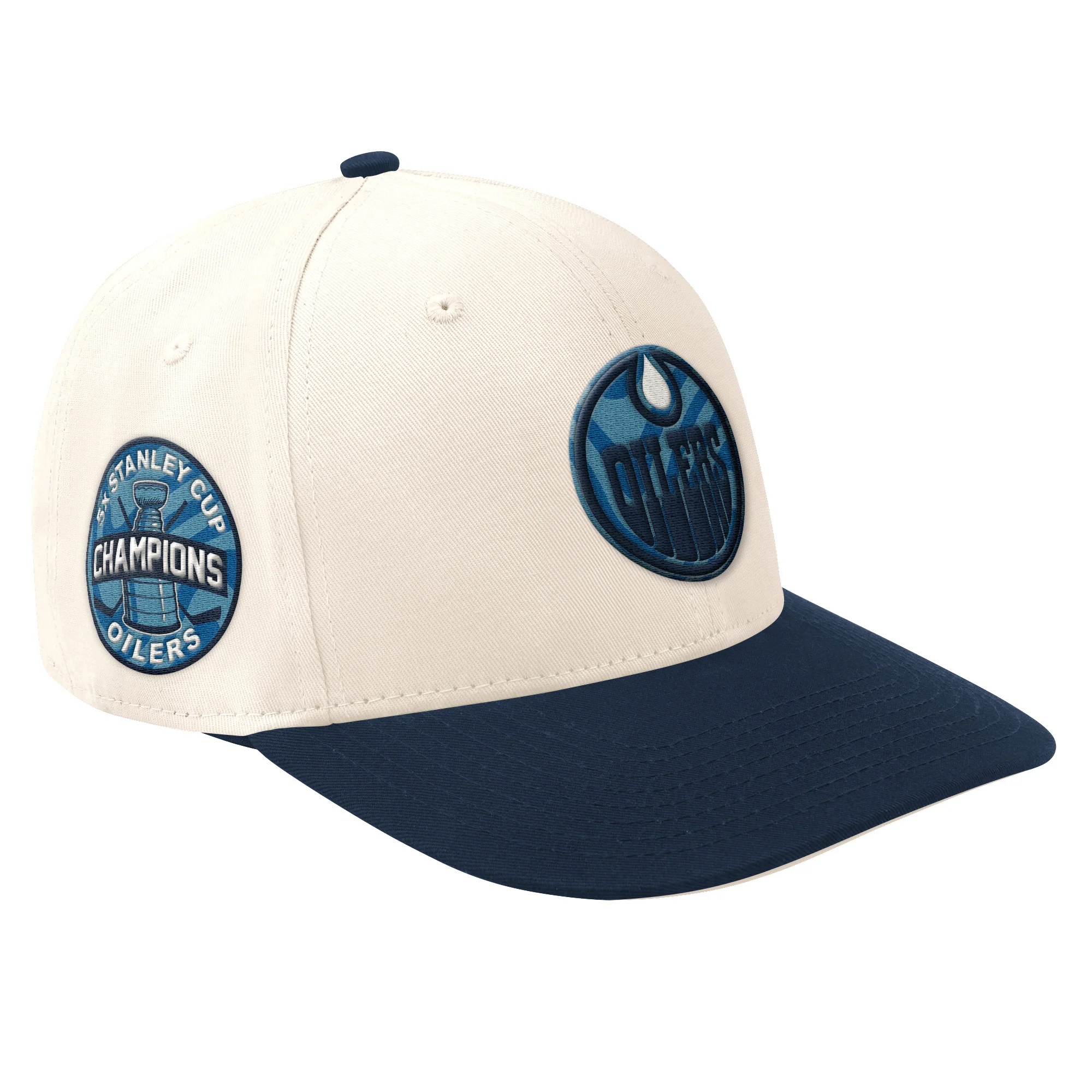Edmonton Oilers Starter Cream Blue Swirl Classic Starfit Snapback Hat