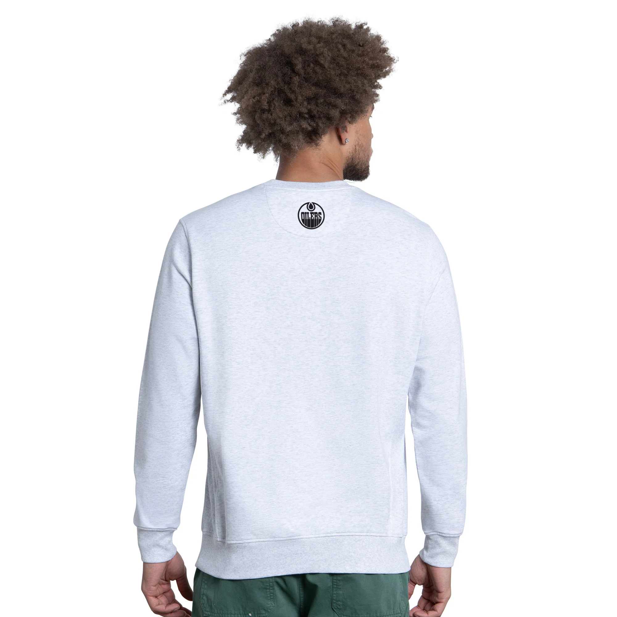 Edmonton Oilers Starter Grey Face Off Crewneck Sweatshirt - Image 2