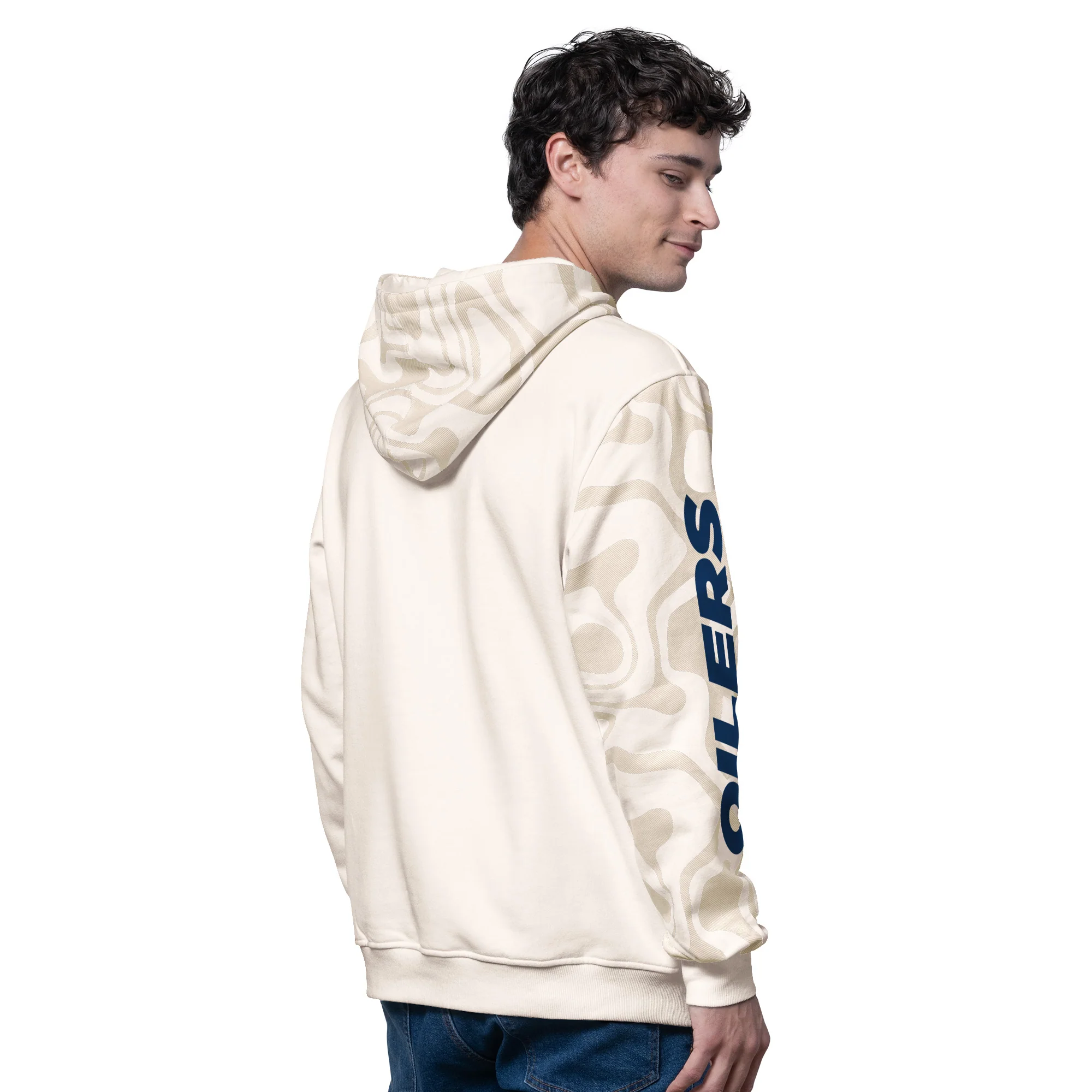 Edmonton Oilers Starter White Fleece Freeplay Half-Zip Hoodie - Image 2