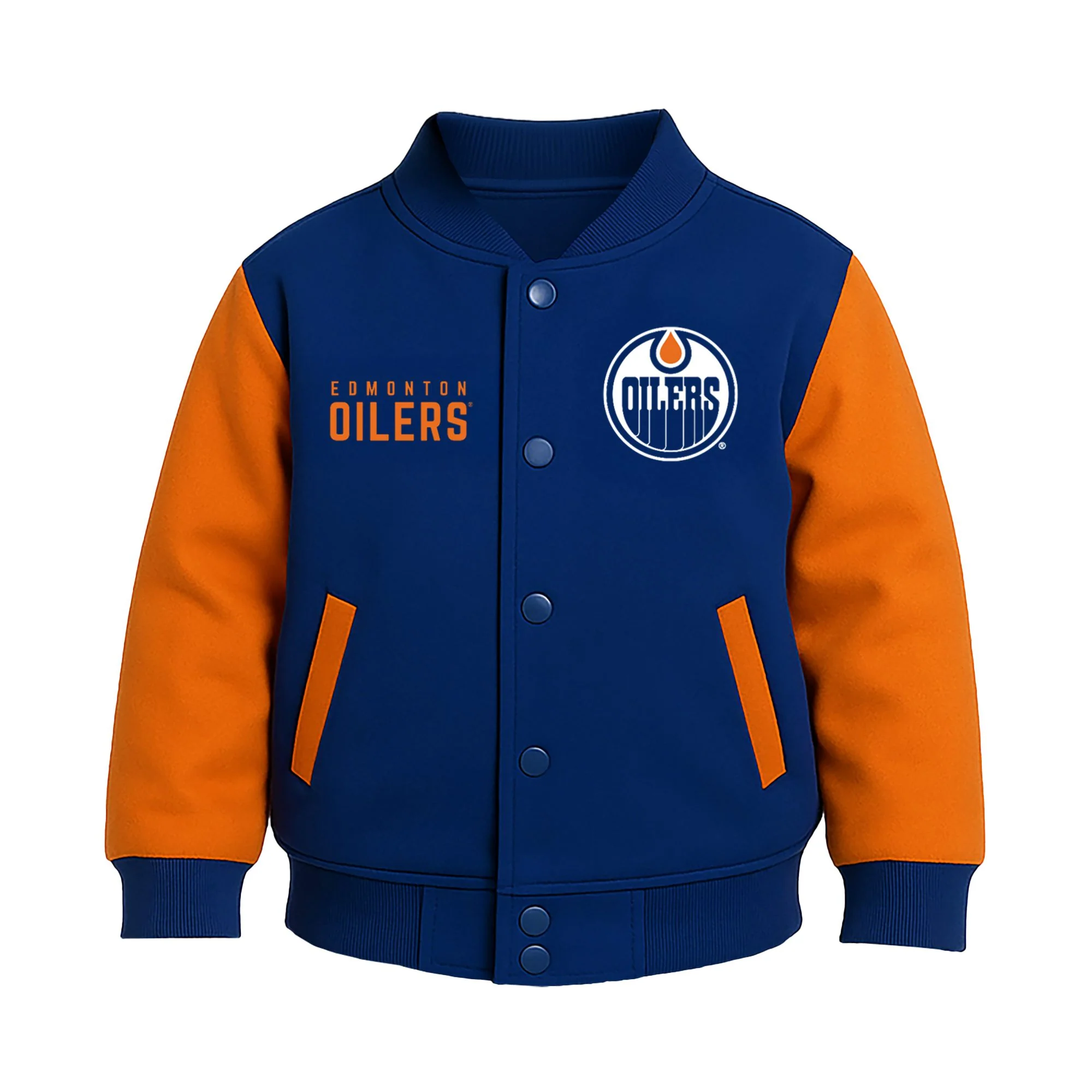 Edmonton Oilers Toddler Authentics Royal & Orange Varsity Jacket