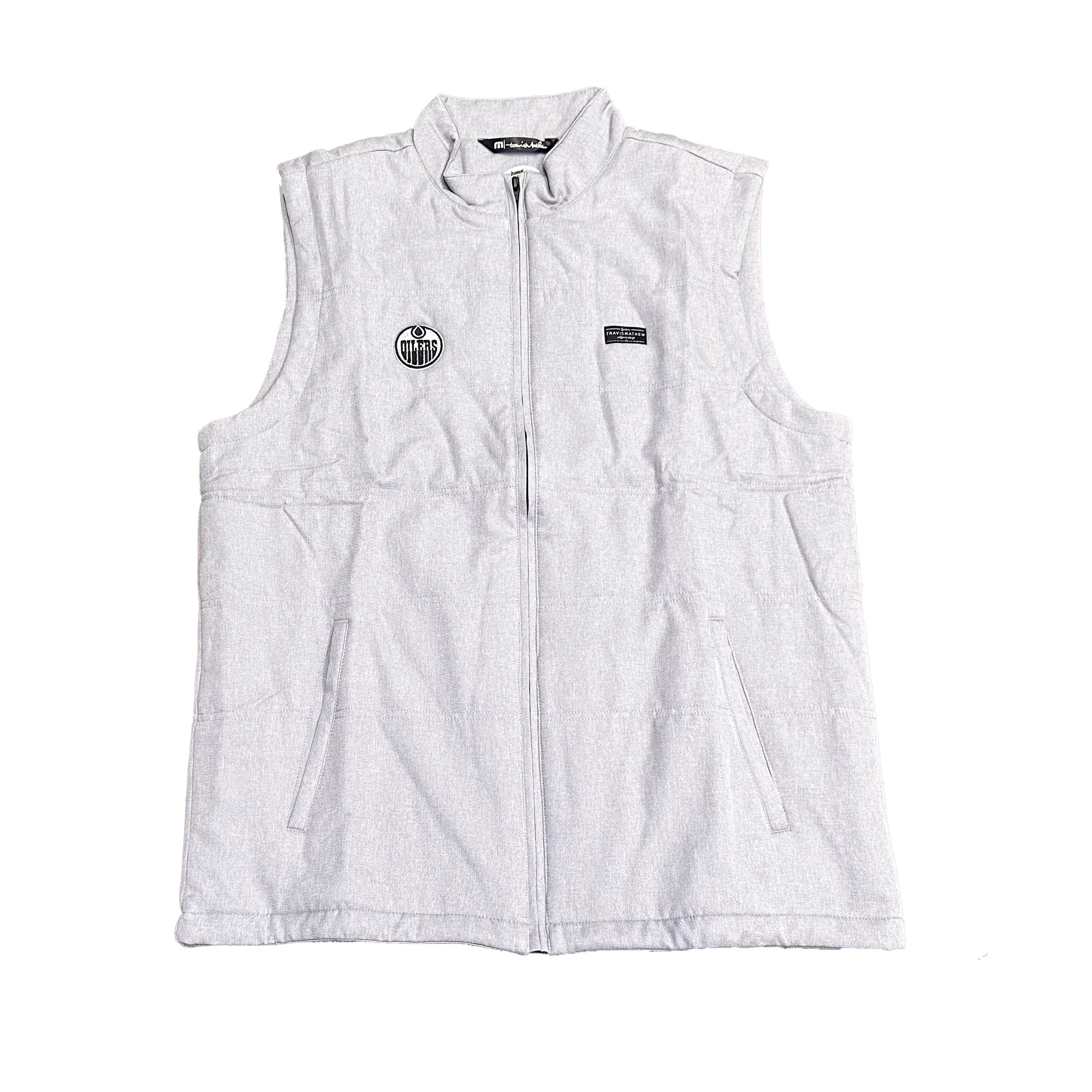 Edmonton Oilers TravisMathew Interlude Heather Sleet Puffer Vest