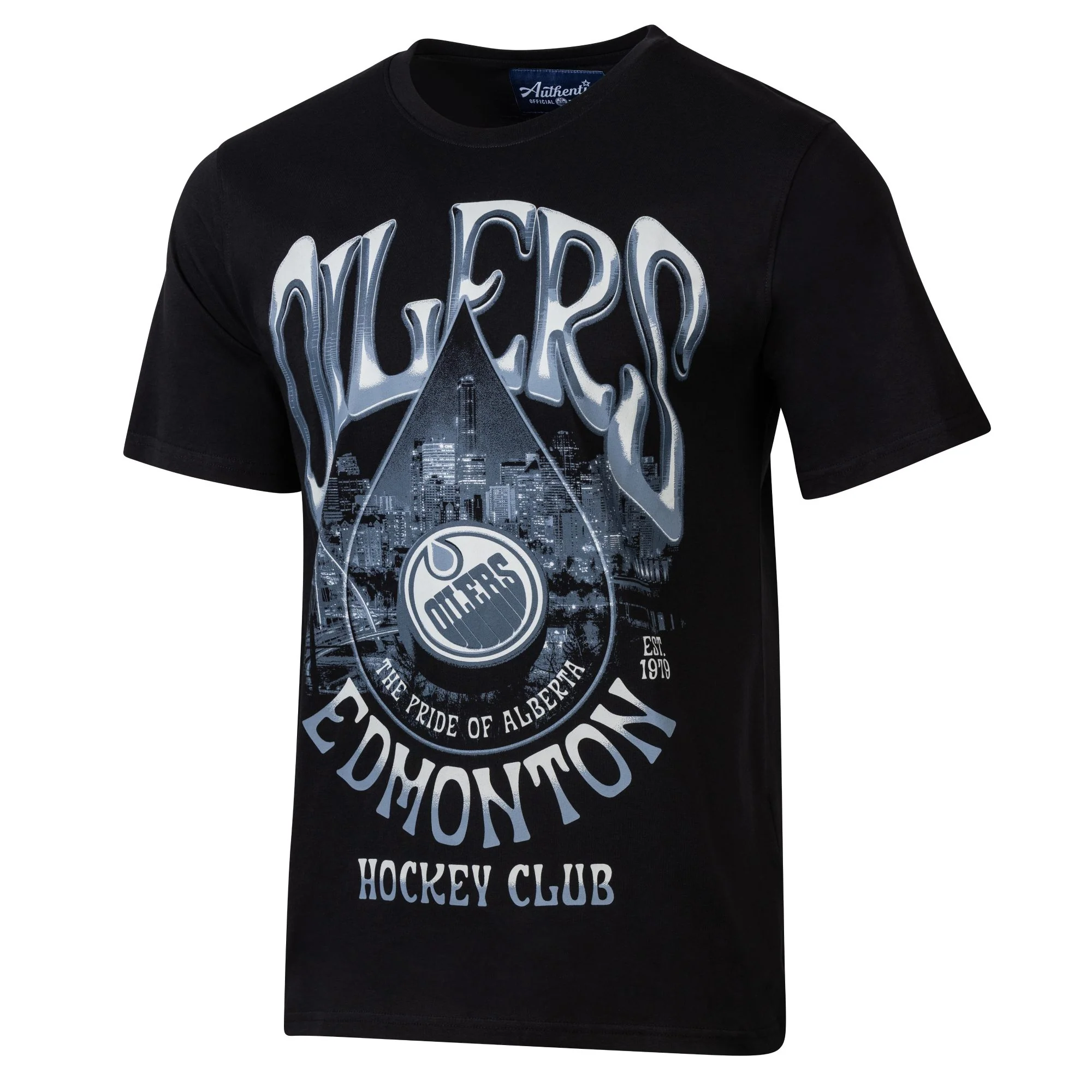 Edmonton Oilers Unisex Authentics Black Grayscale Oil Drop Relaxed T-Shirt - Image 4