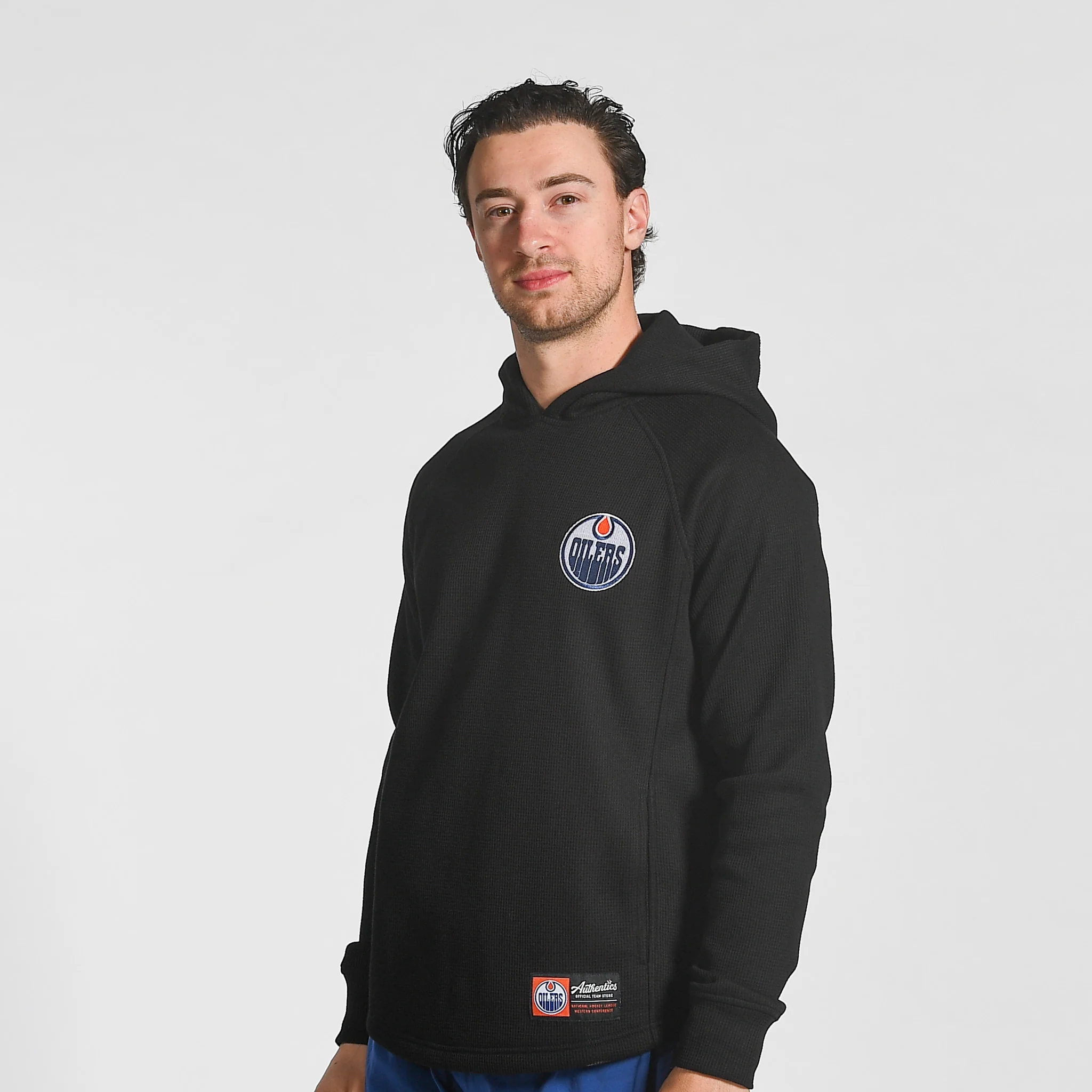 Edmonton Oilers Unisex Authentics Black Waffle Hoodie