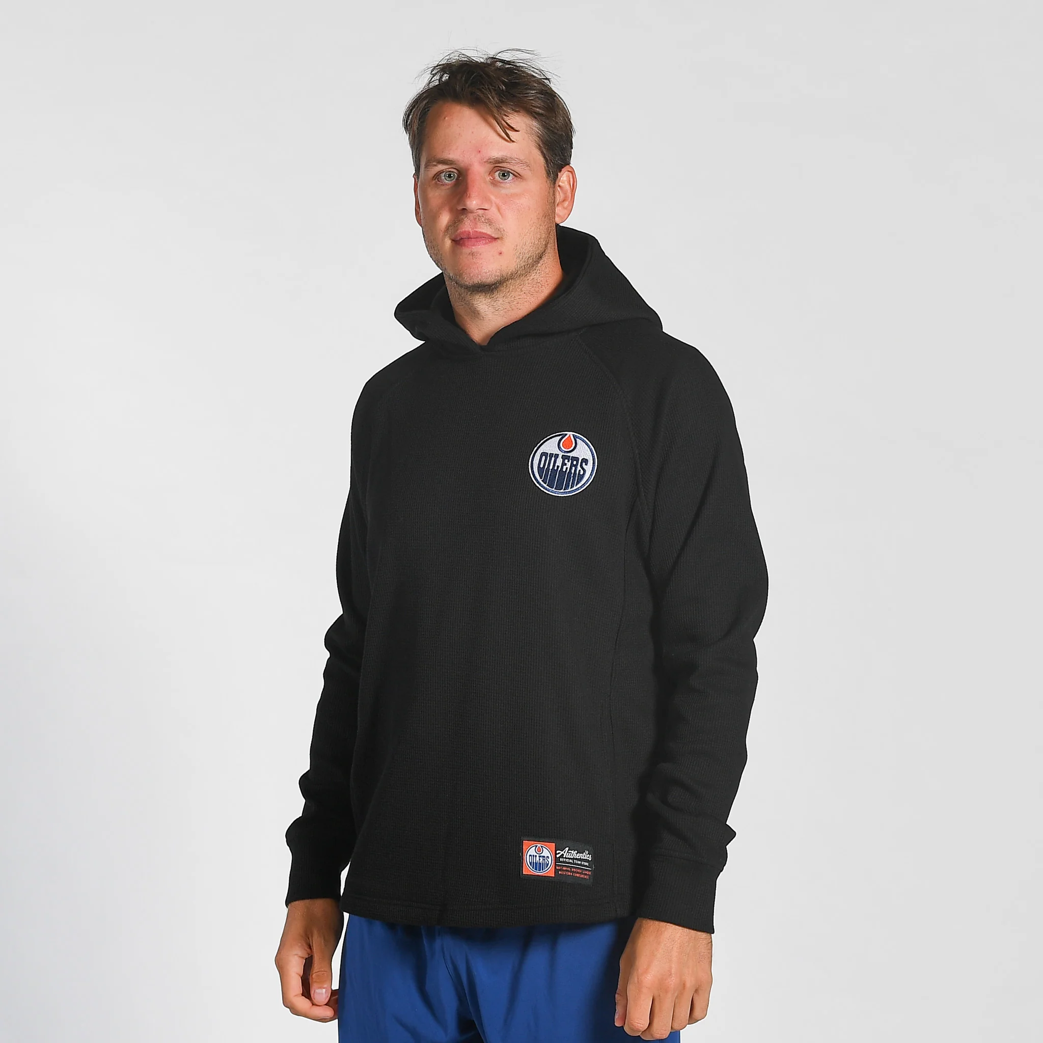 Edmonton Oilers Unisex Authentics Black Waffle Hoodie - Image 2