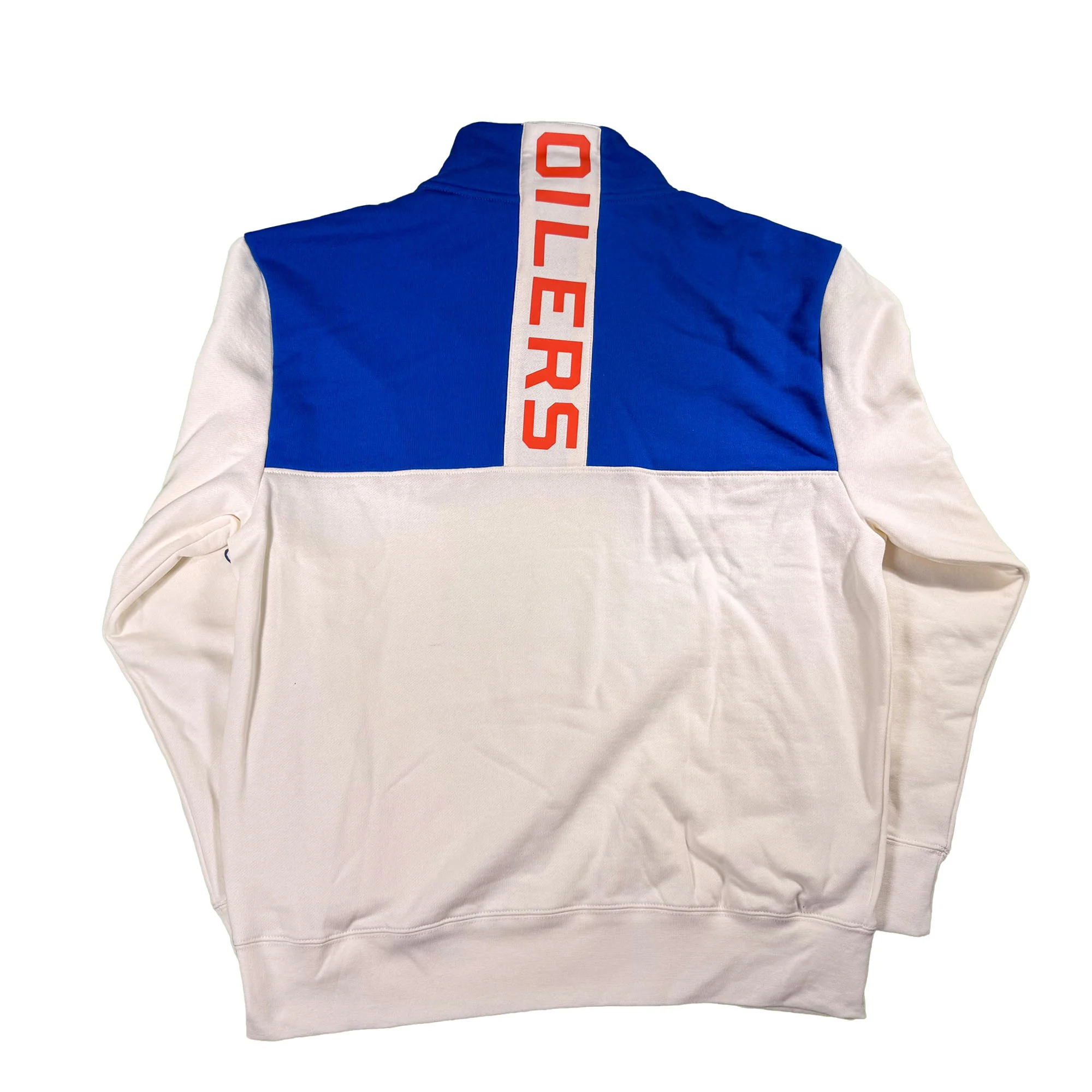Edmonton Oilers Unisex Authentics Blue & Cream Color Blocked Quarter-Zip Sweatshirt - Image 4