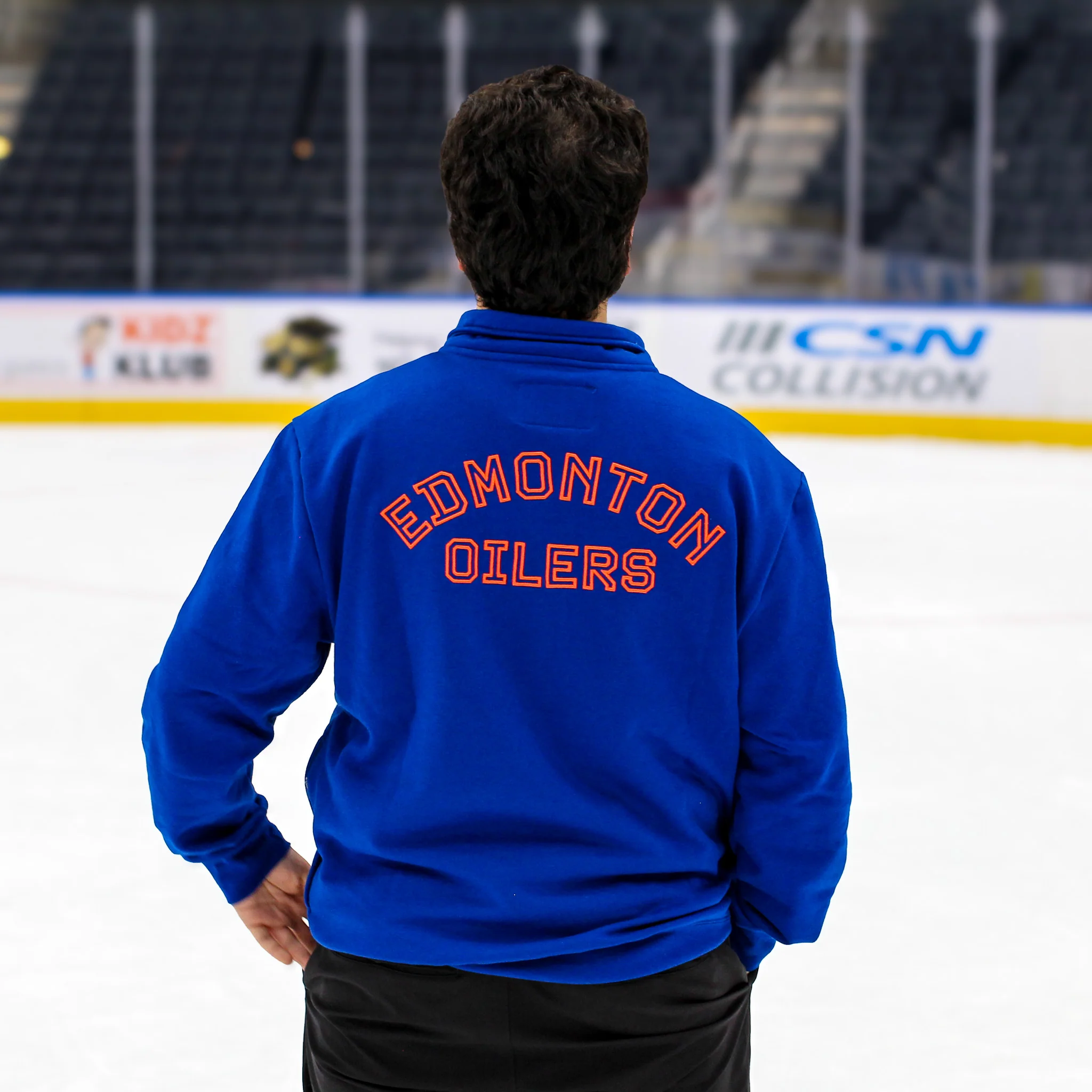 Edmonton Oilers Unisex Authentics Blue Embroidery Quarter-Zip Sweatshirt - Image 2