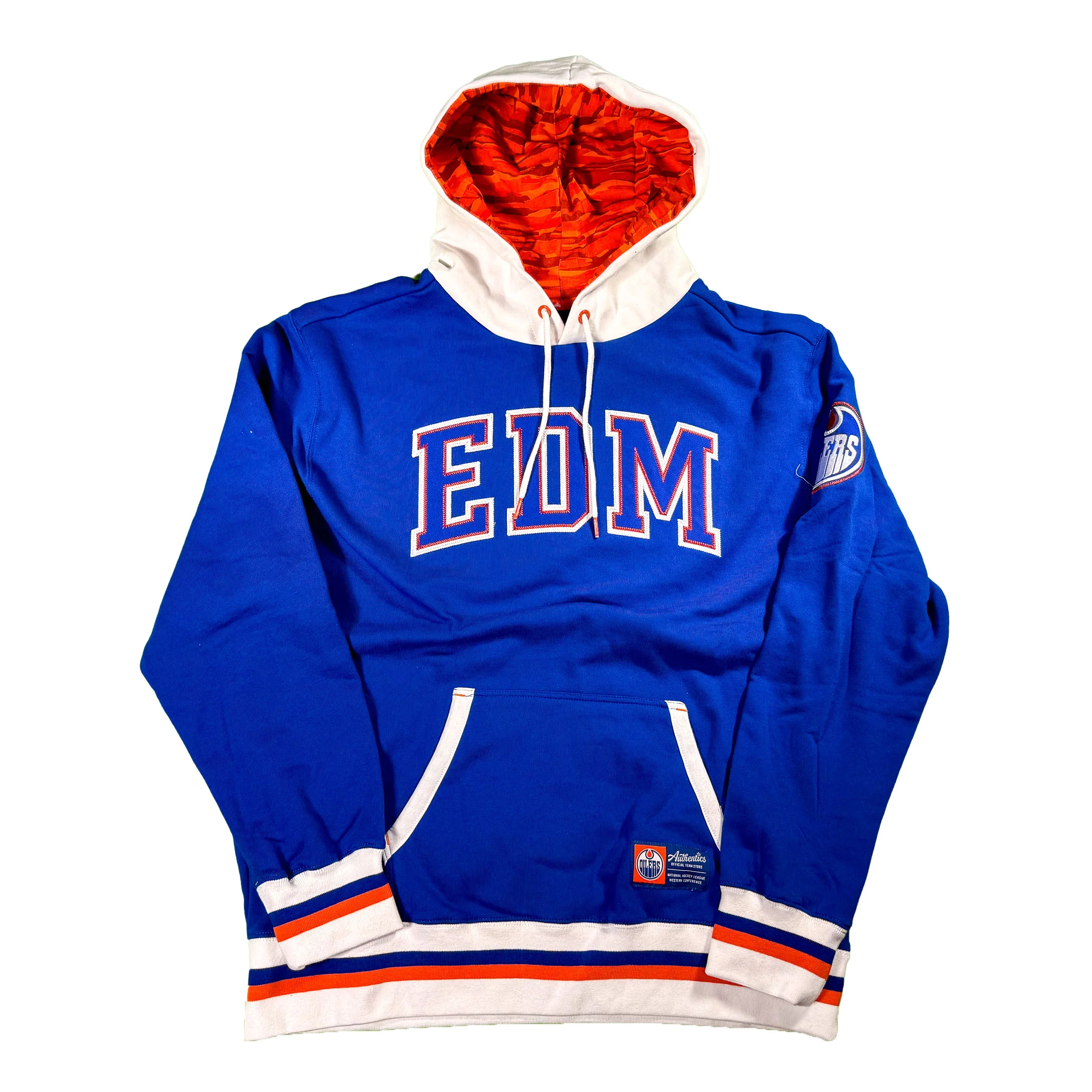 Edmonton Oilers Unisex Authentics Blue Hood Lining Color Blocked Hoodie - Image 2