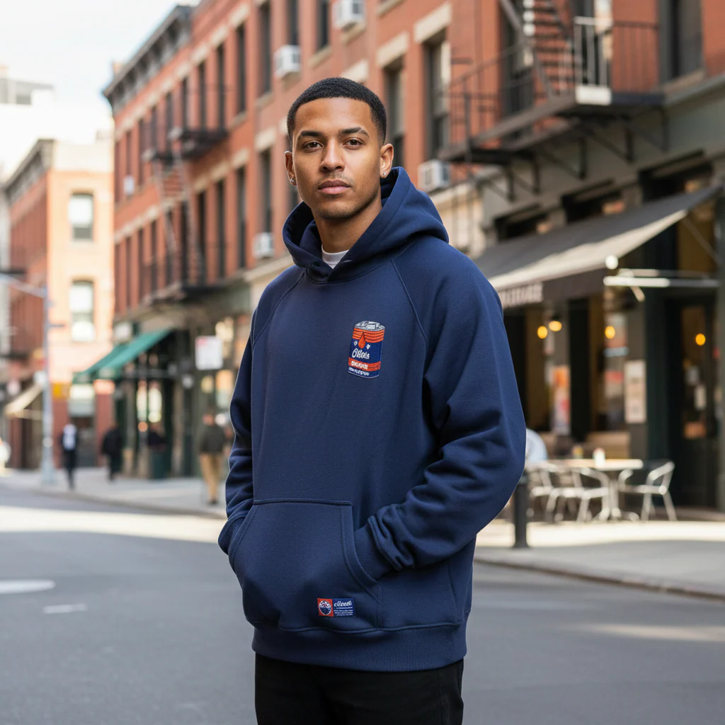 Edmonton Oilers Unisex Authentics Navy High-Octane Oversized Hoodie - Image 3