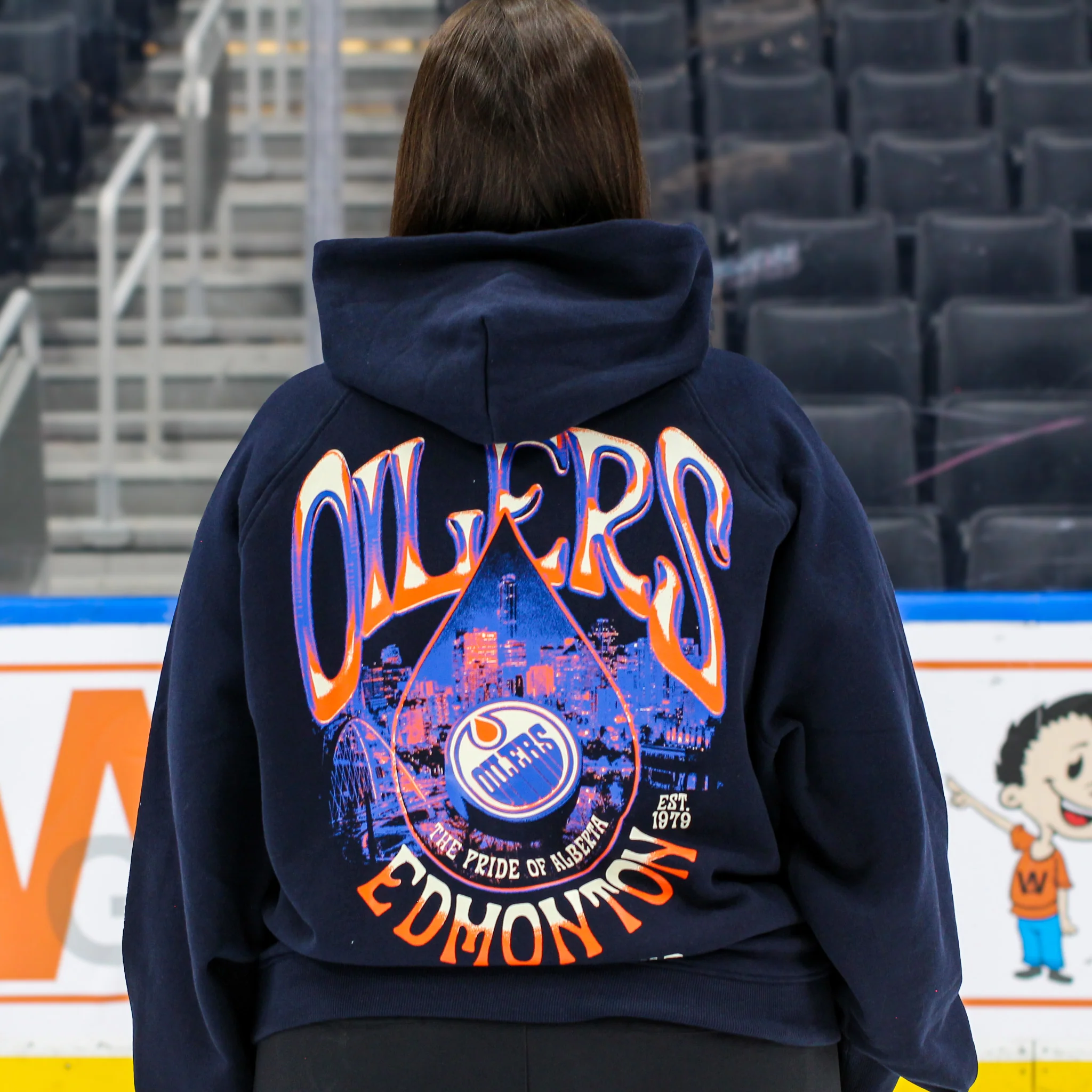 Edmonton Oilers Unisex Authentics Navy Home Logo & Oil Drop Oversized Hoodie - Image 2