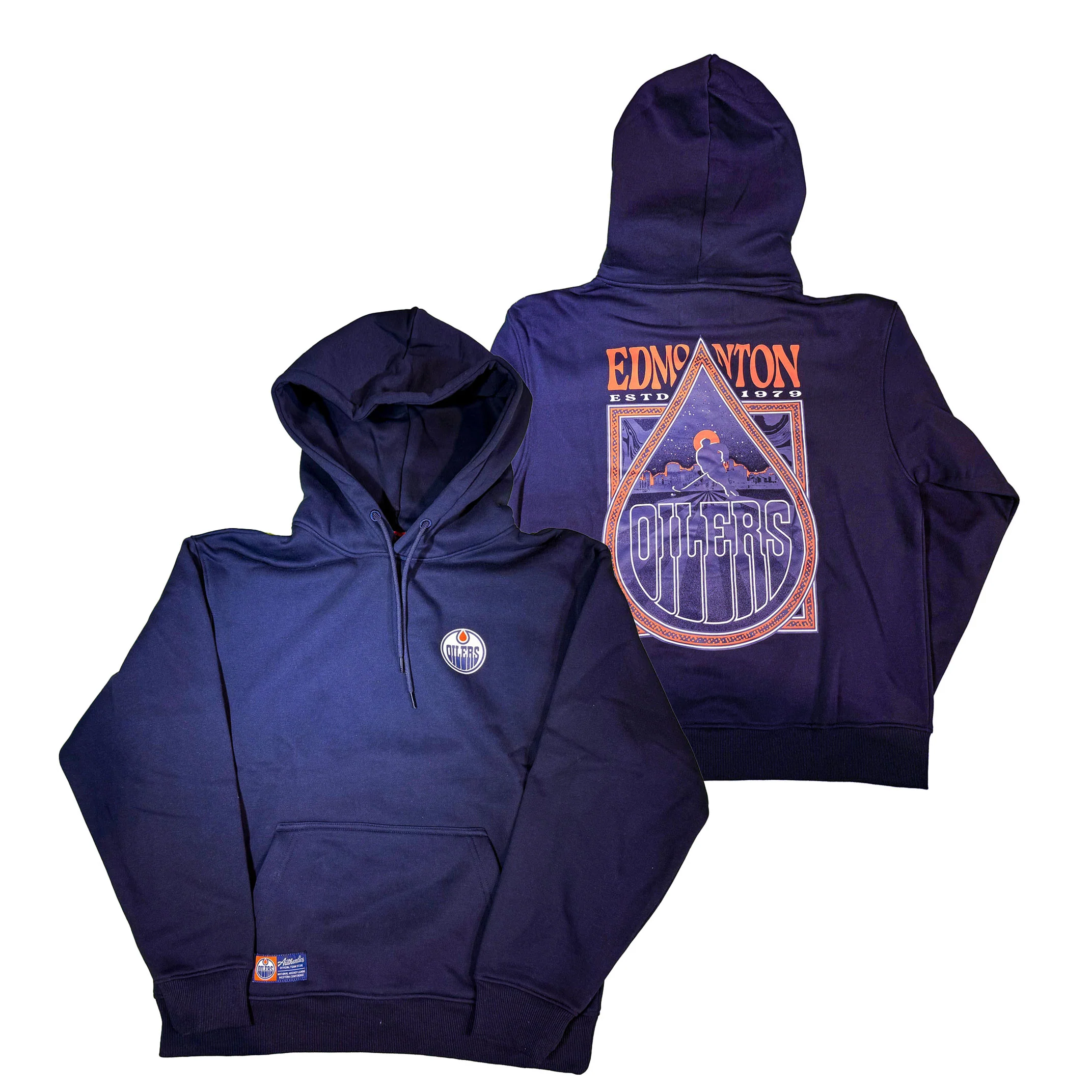 Edmonton Oilers Unisex Authentics Navy Oil Drop Relaxed Hoodie