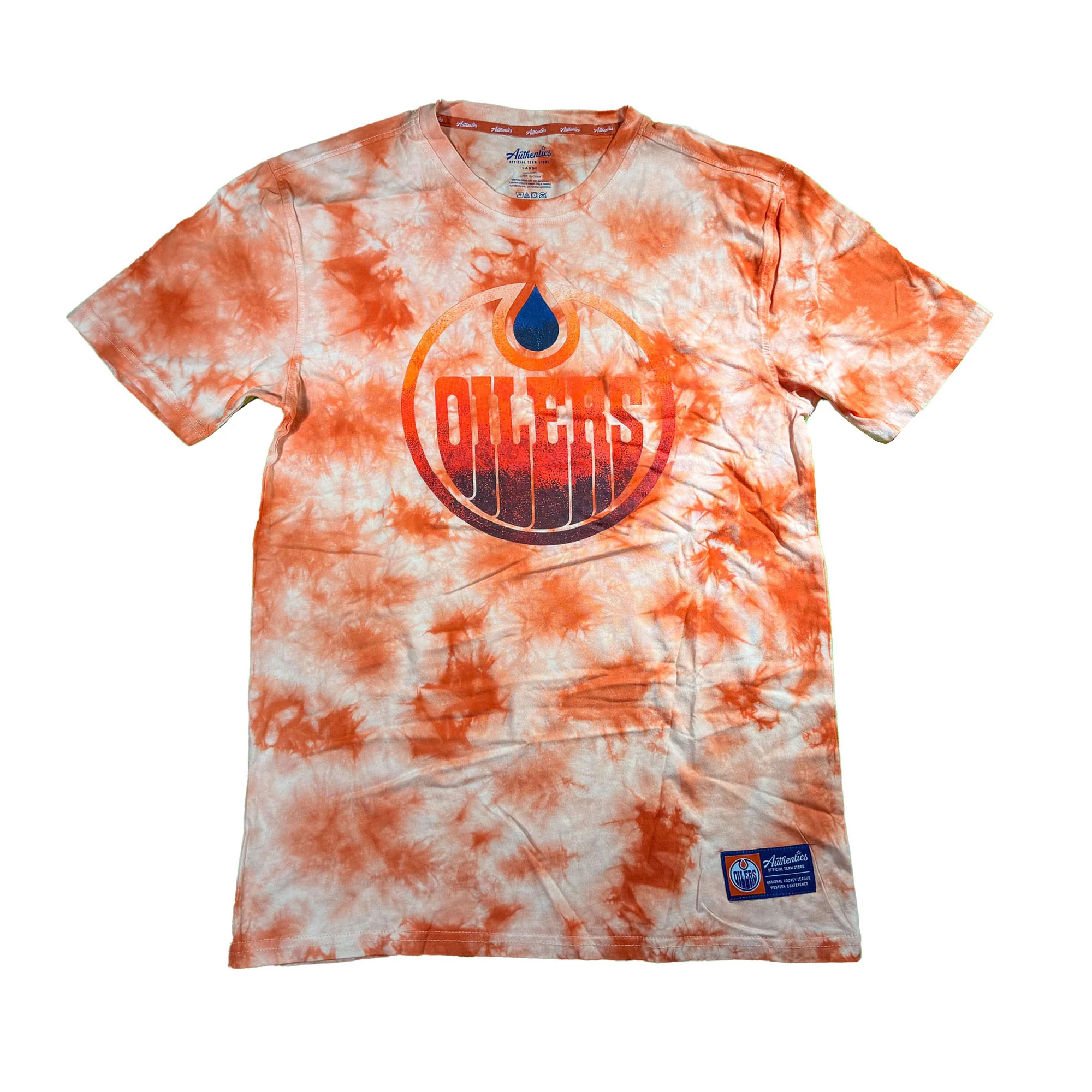Edmonton Oilers Unisex Authentics Orange Active Wash Tie Dye T-Shirt - Image 2