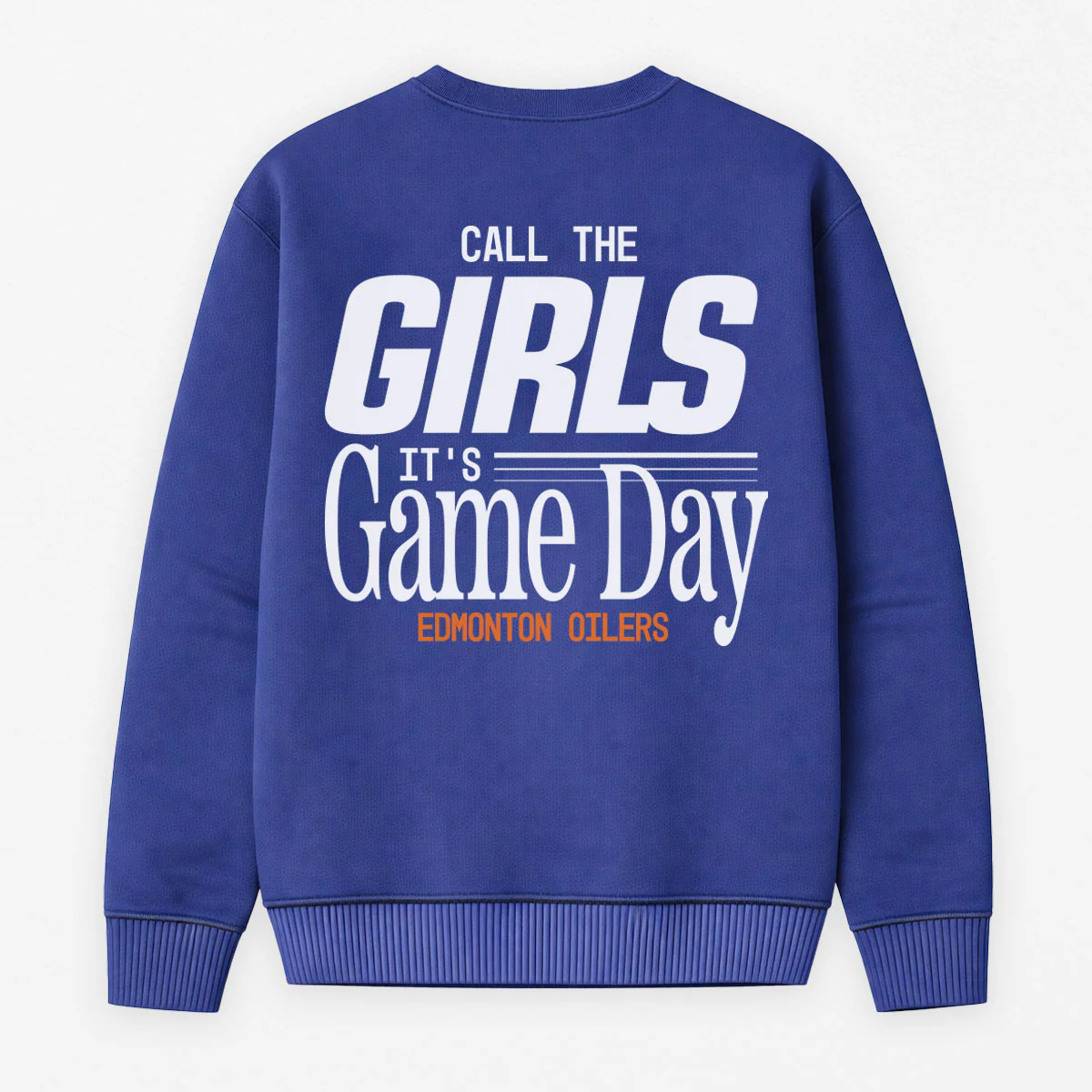 Edmonton Oilers Unisex Line Change Oversized "Call the Girls" Retro Blue Crewneck Sweatshirt - Image 2