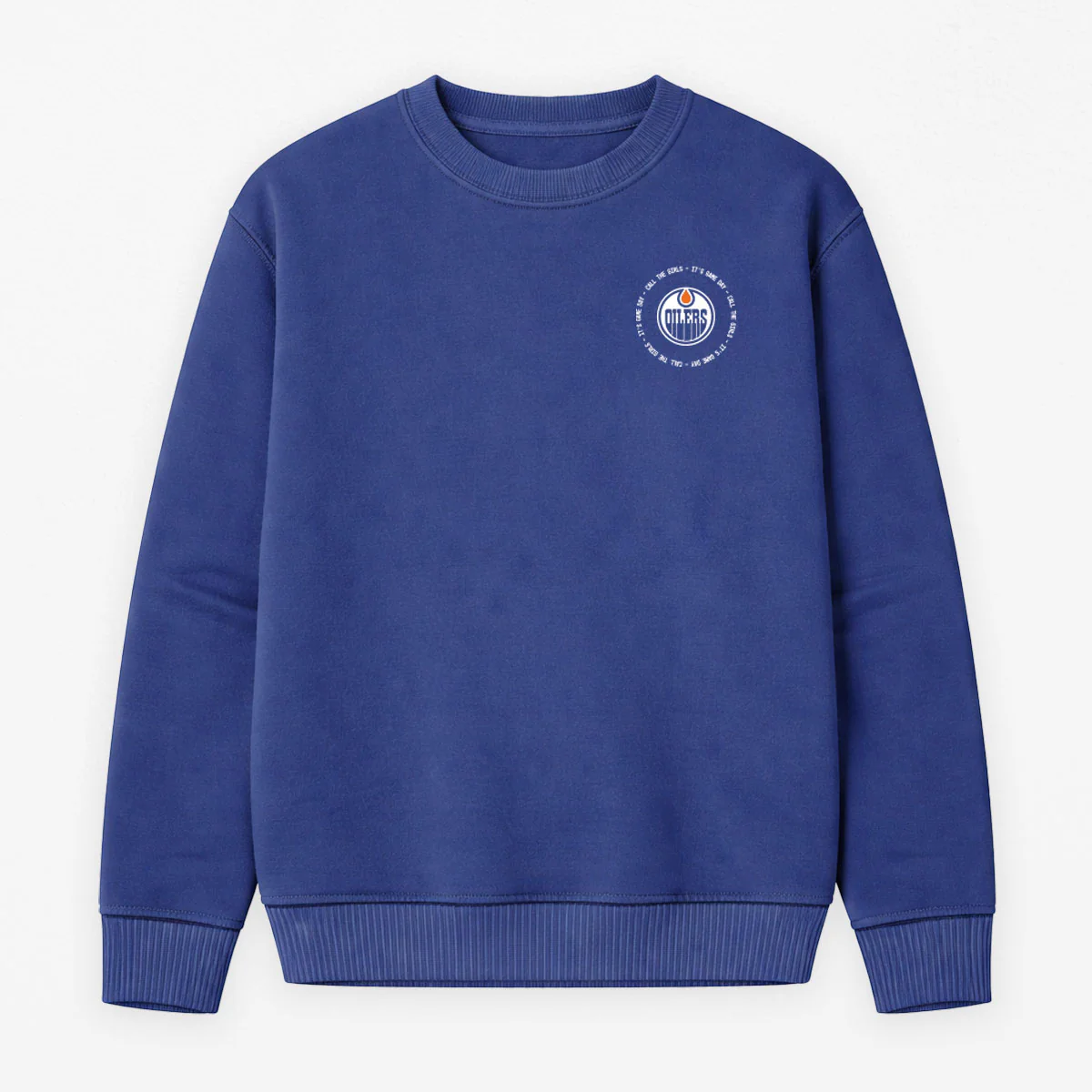 Edmonton Oilers Unisex Line Change Oversized "Call the Girls" Retro Blue Crewneck Sweatshirt - Image 3