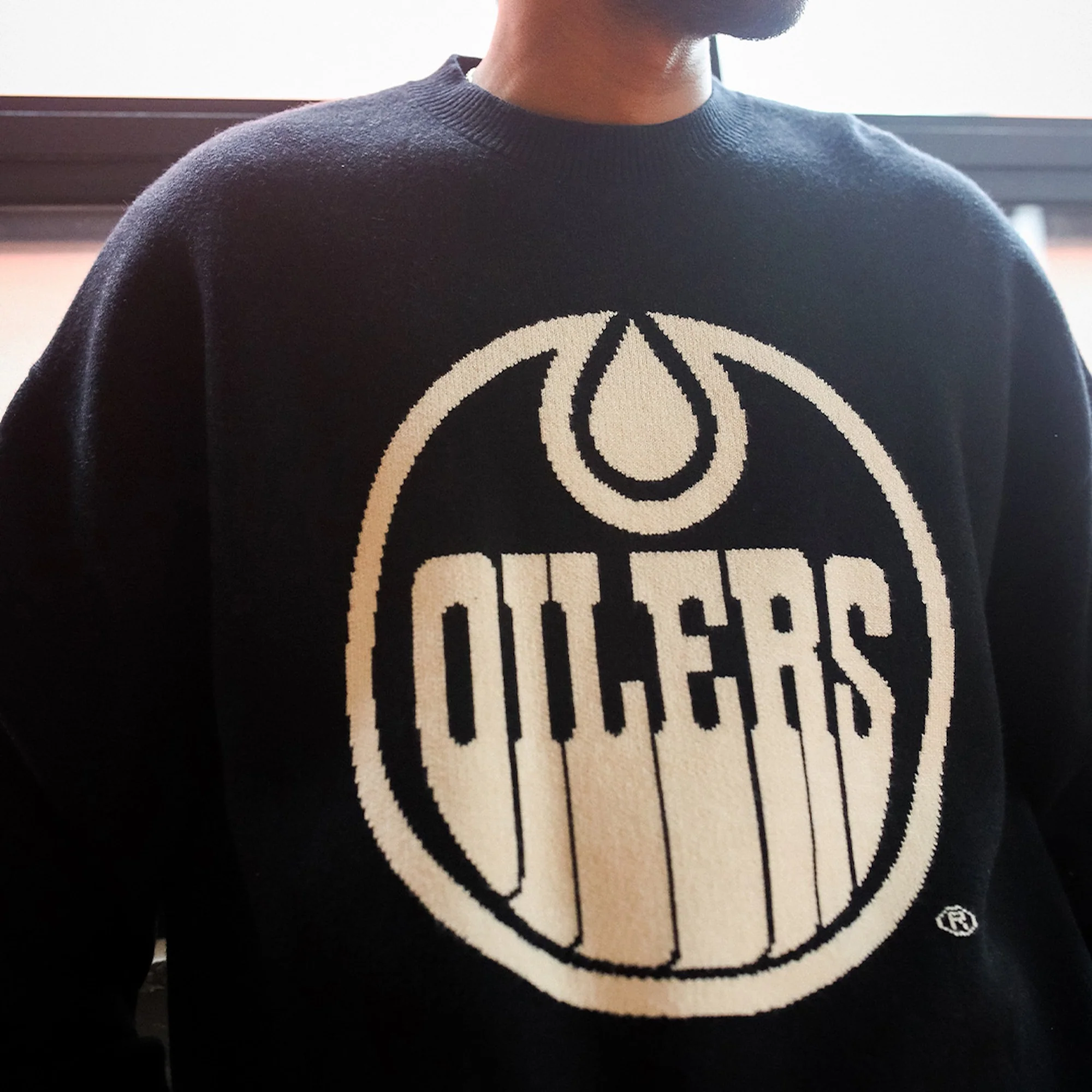 Edmonton Oilers Unisex Peace Collective Home Logo Black Knit Sweater - Image 2