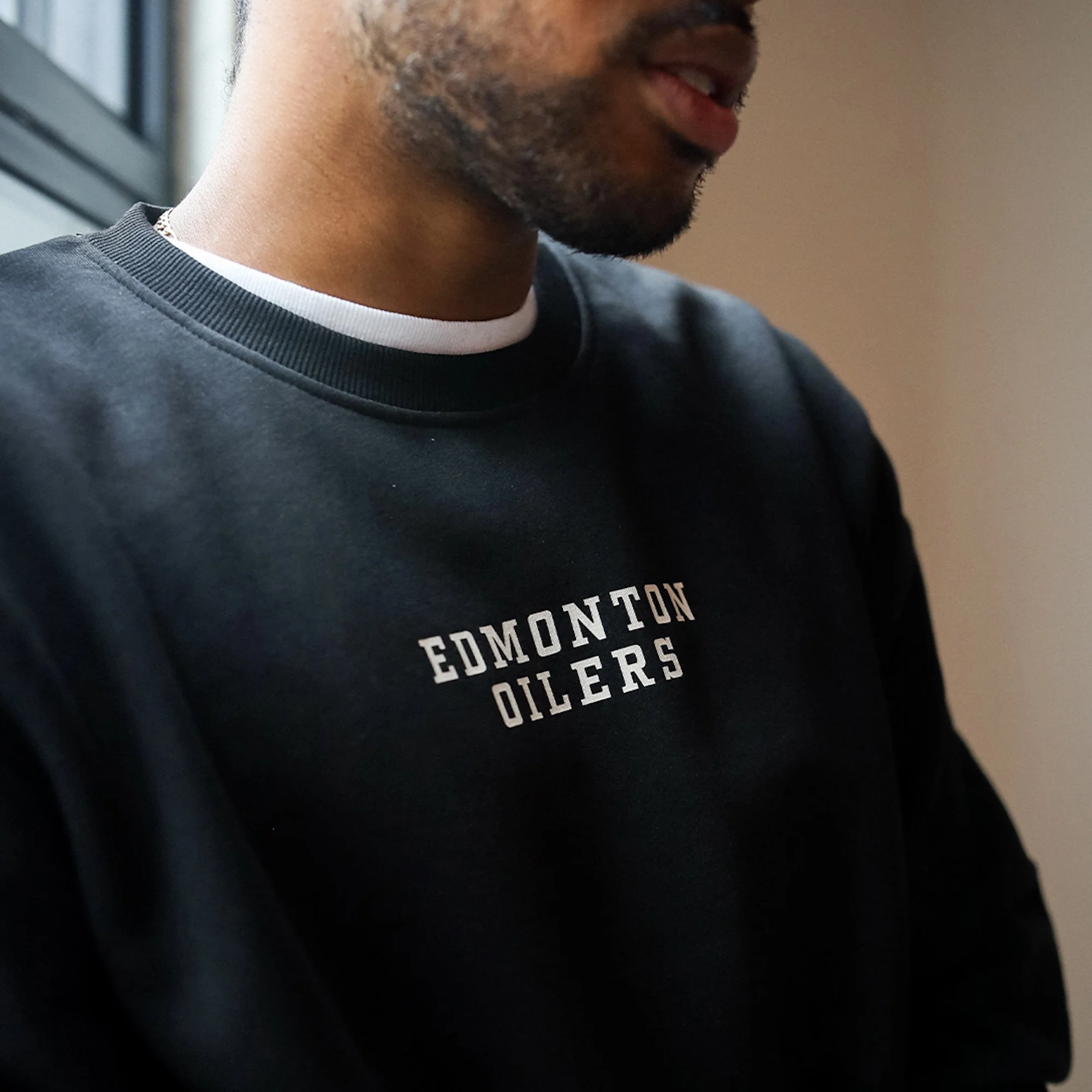 Edmonton Oilers Unisex Peace Collective Spirit Black Crewneck Sweatshirt - Image 7