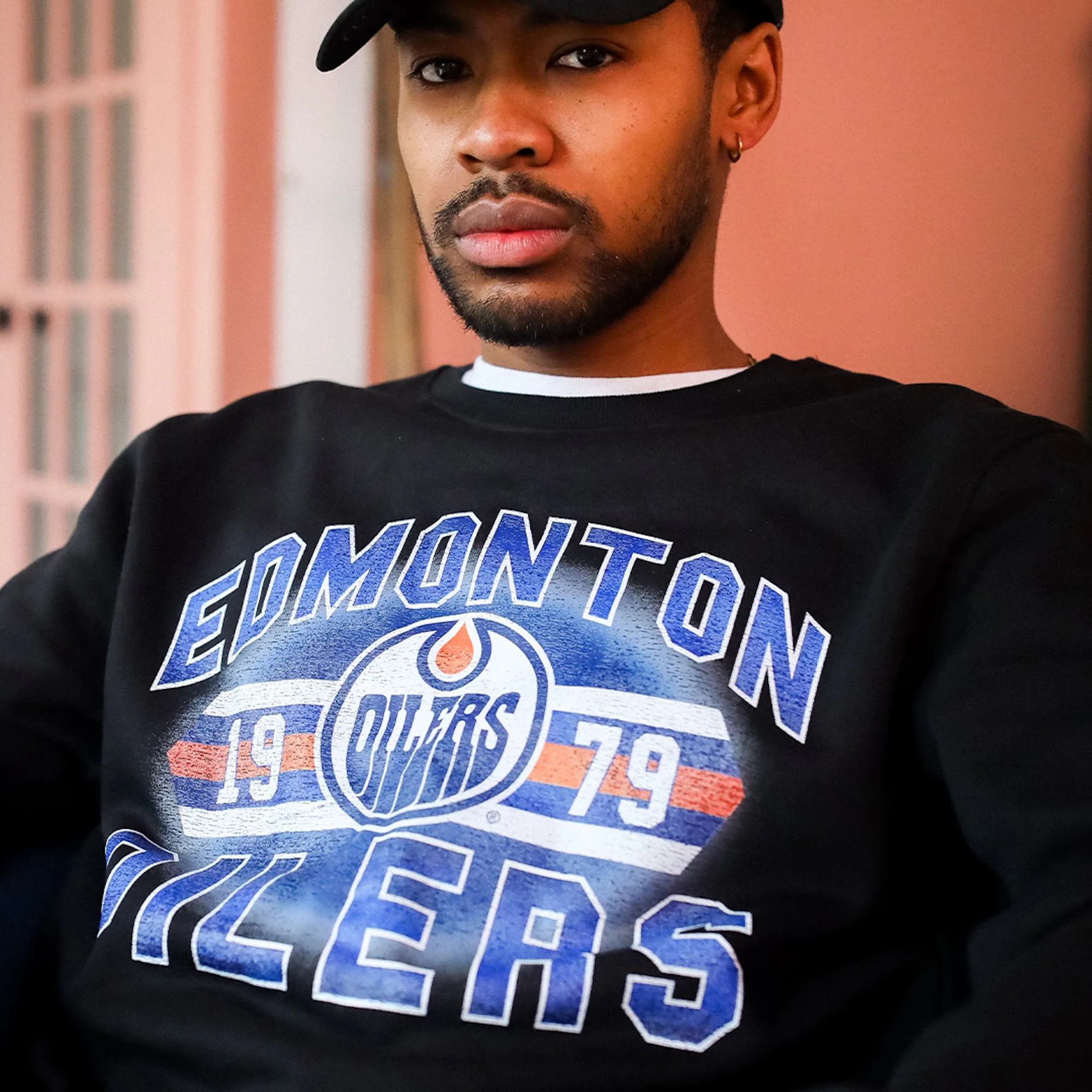 Edmonton Oilers Unisex Peace Collective Staple Black Crewneck Sweatshirt - Image 2