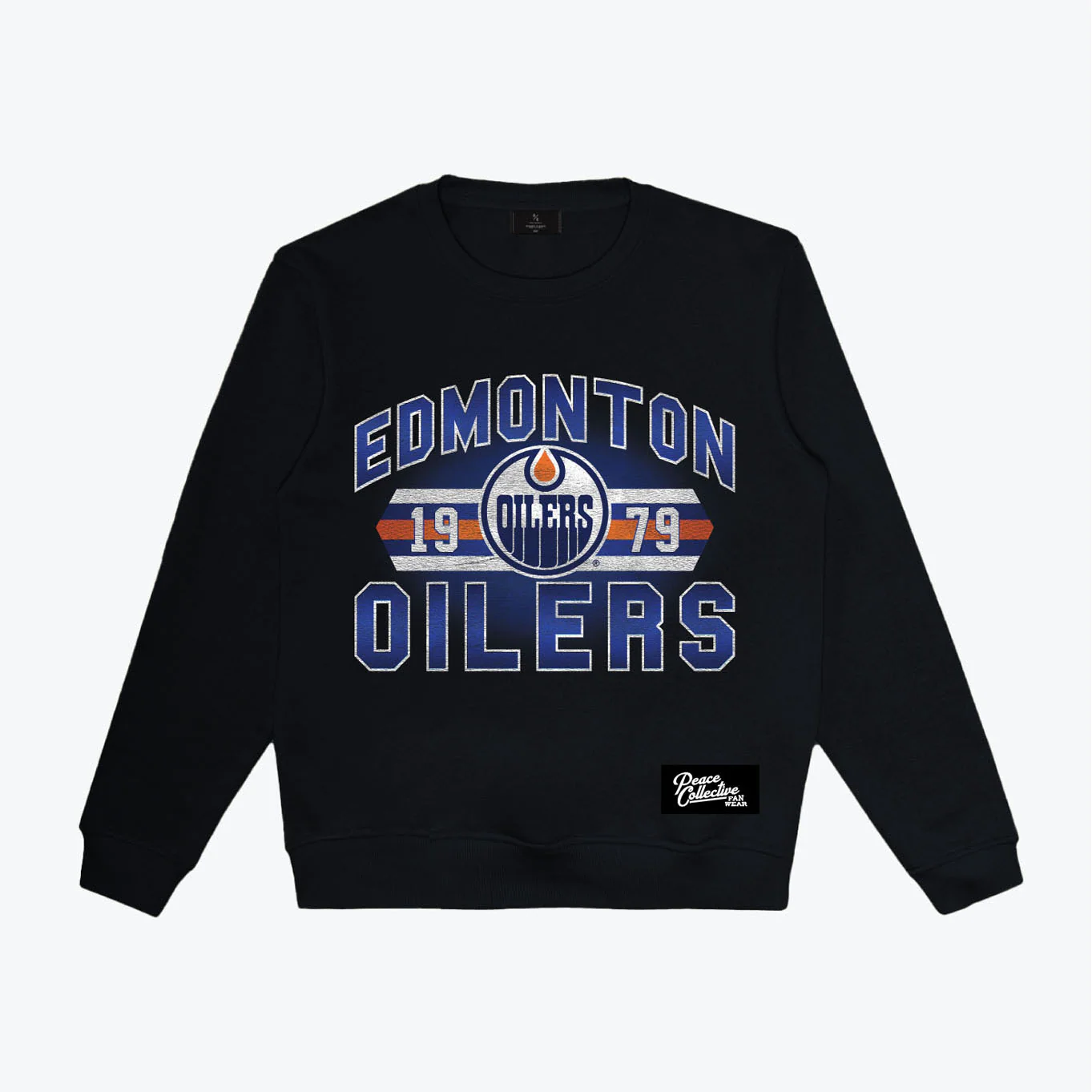Edmonton Oilers Unisex Peace Collective Staple Black Crewneck Sweatshirt - Image 5