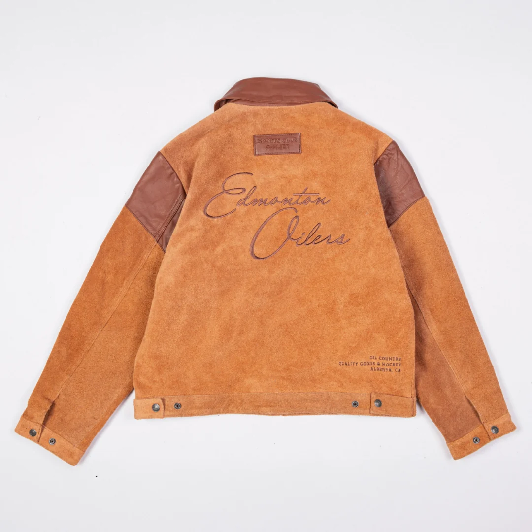 Edmonton Oilers Unisex Sports Club Atelier by Lauren McDavid Cognac Orange Modern Rancher Jacket - Image 3